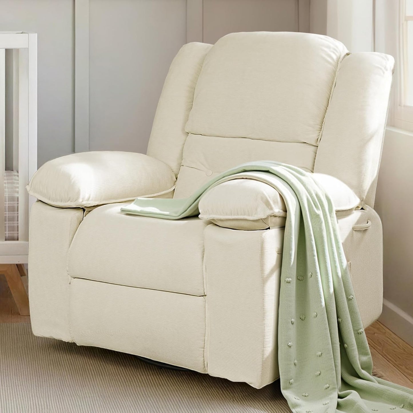 Modern Rocker Recliner Chair with Cushioned Backrest Adults Massage Rocking Chairs Nursery 360 Swivel Glider for Living Room Bedroom Home Furniture