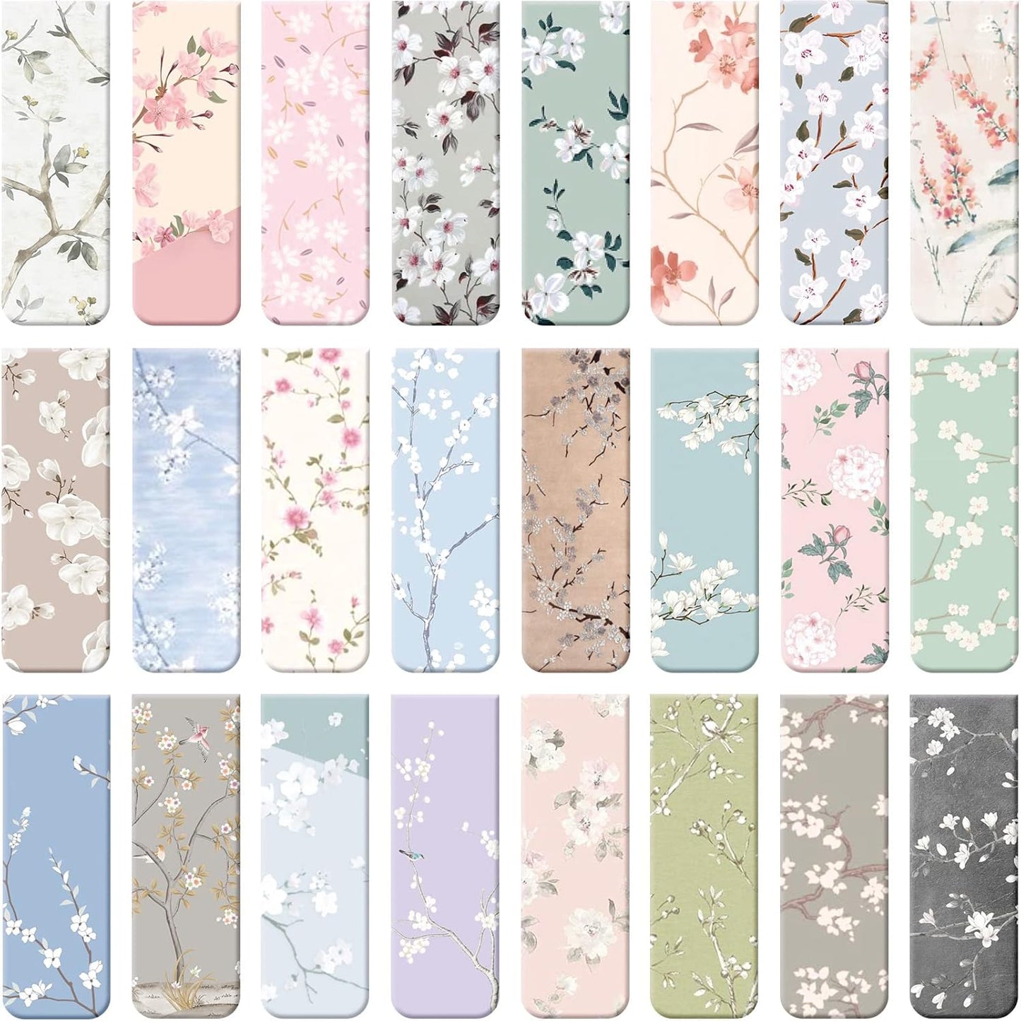 Dianelhall 24 Pcs Magnetic Bookmarks for Women Floral Book Markers Women's Day Gifts Flower Bookmark Assorted Book Magnets Page Markers Clip Bookmarks for Books Lovers Students Teachers Reading