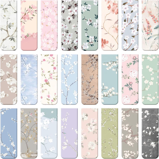 Dianelhall 24 Pcs Magnetic Bookmarks for Women Floral Book Markers Women's Day Gifts Flower Bookmark Assorted Book Magnets Page Markers Clip Bookmarks for Books Lovers Students Teachers Reading