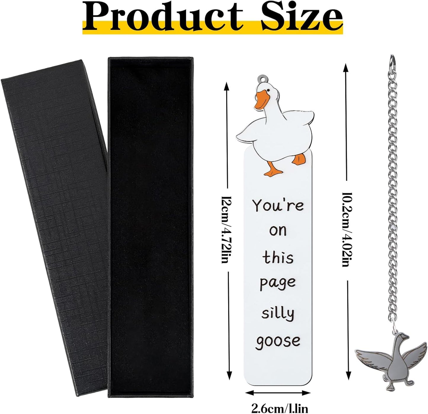 Funny Silly Goose Bookmarks - Cute Boo Basket Stuffers Book Mark Reading Accessories Women Girls Kids Bookish Lovers Metal Bookmark Practical Gifts College Students Back to School Birthday