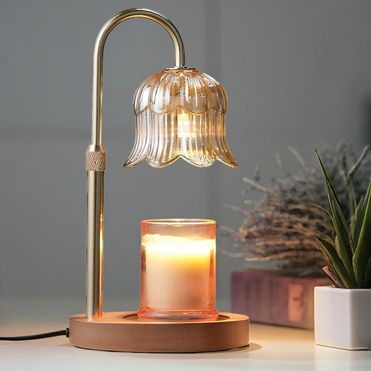 Candle Warmer Lamp with Timer: Adjustable Dimmable Height Adjustable Warming - Flower Shape Wax Lamp Jar Candles No Flame Modern Home Decor Table Lights - Home Living Bedroom