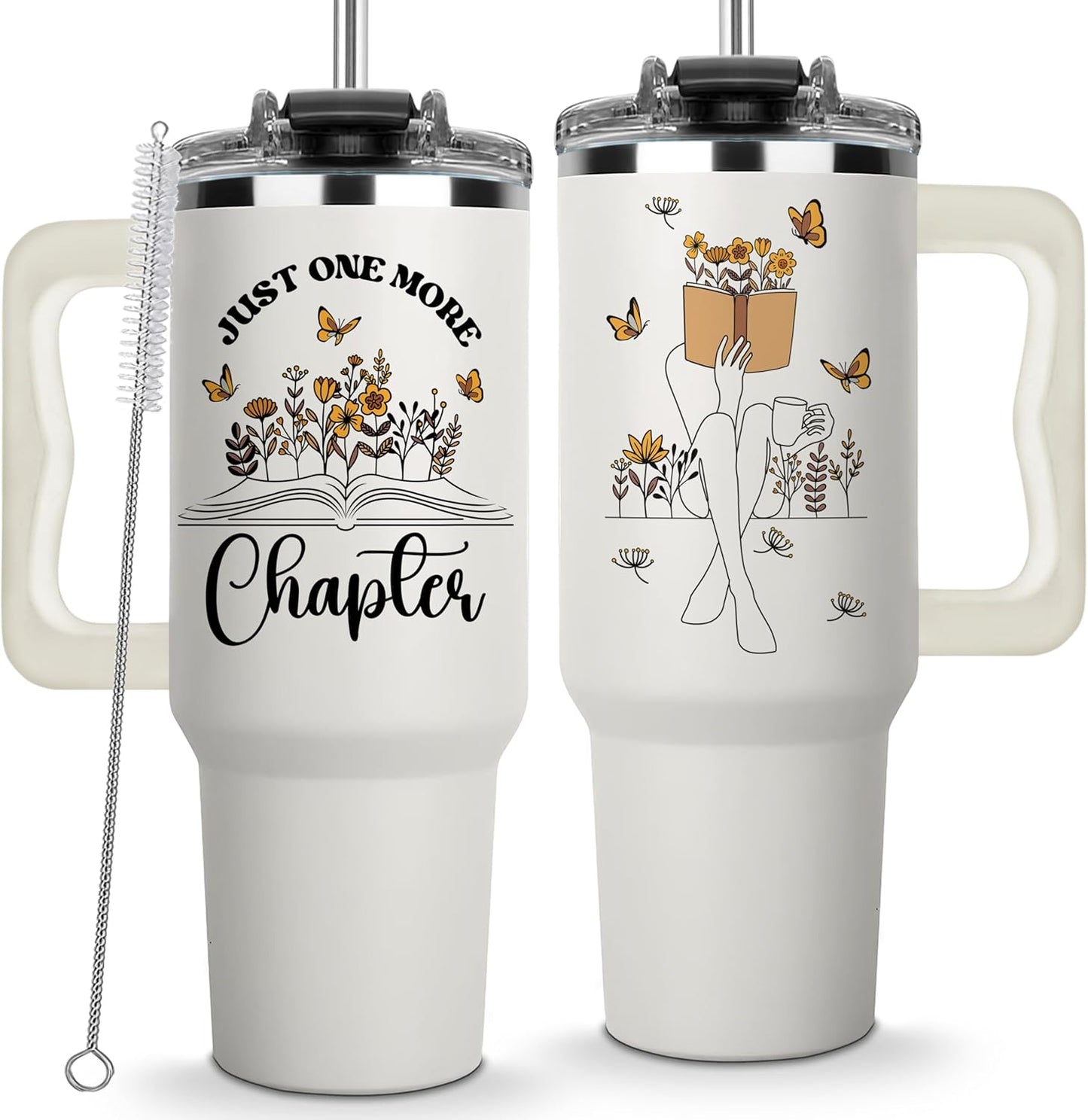 Christmas Gifts for Book Lover - Just One More Chapter Tumbler 40Oz, Book Lover Gifts for Women, Gift for Readers Women, Bookish Cups, Reading Tumbler, One More Chapter Mug, Books Cups