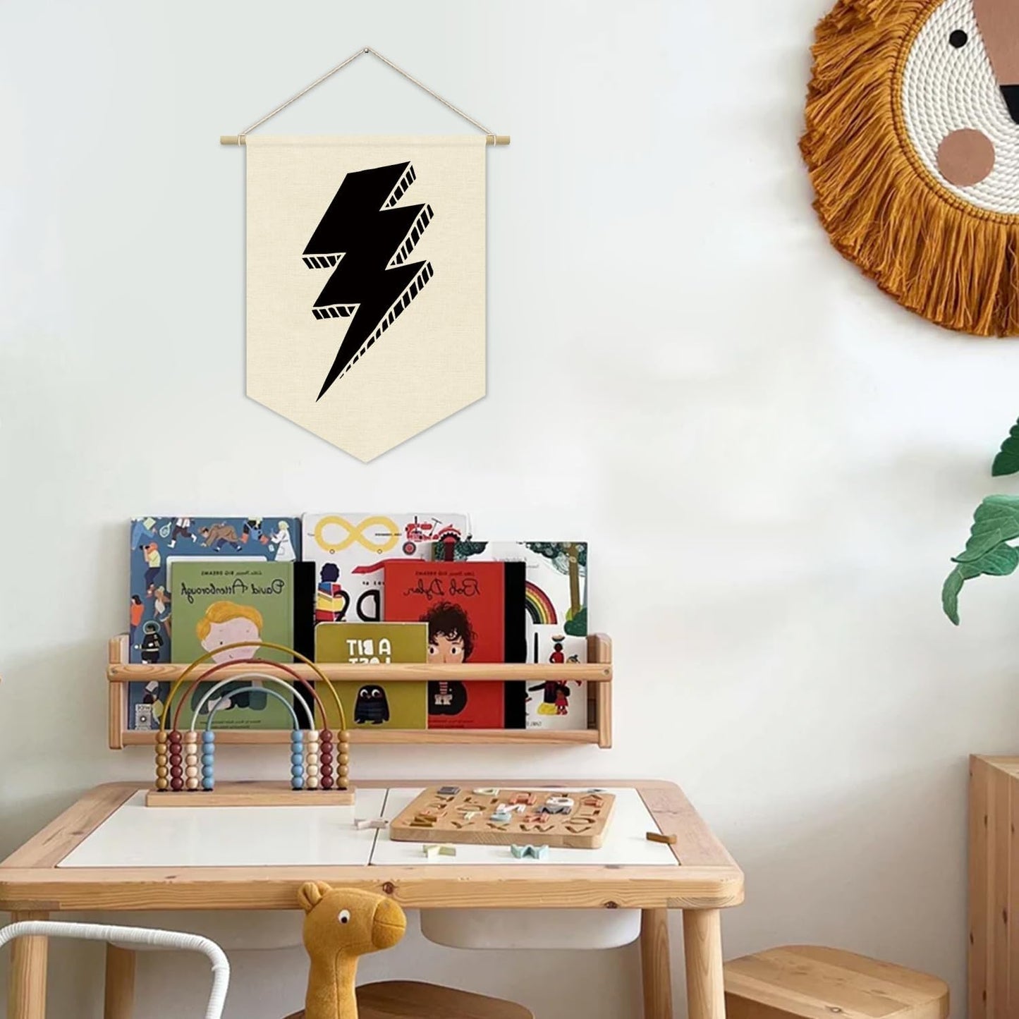 Playroom Canvas Banner, Lightning Sign Boy Nursery, Kids Room Decor, Toddler & Boy Room - Wall Art 15x11in
