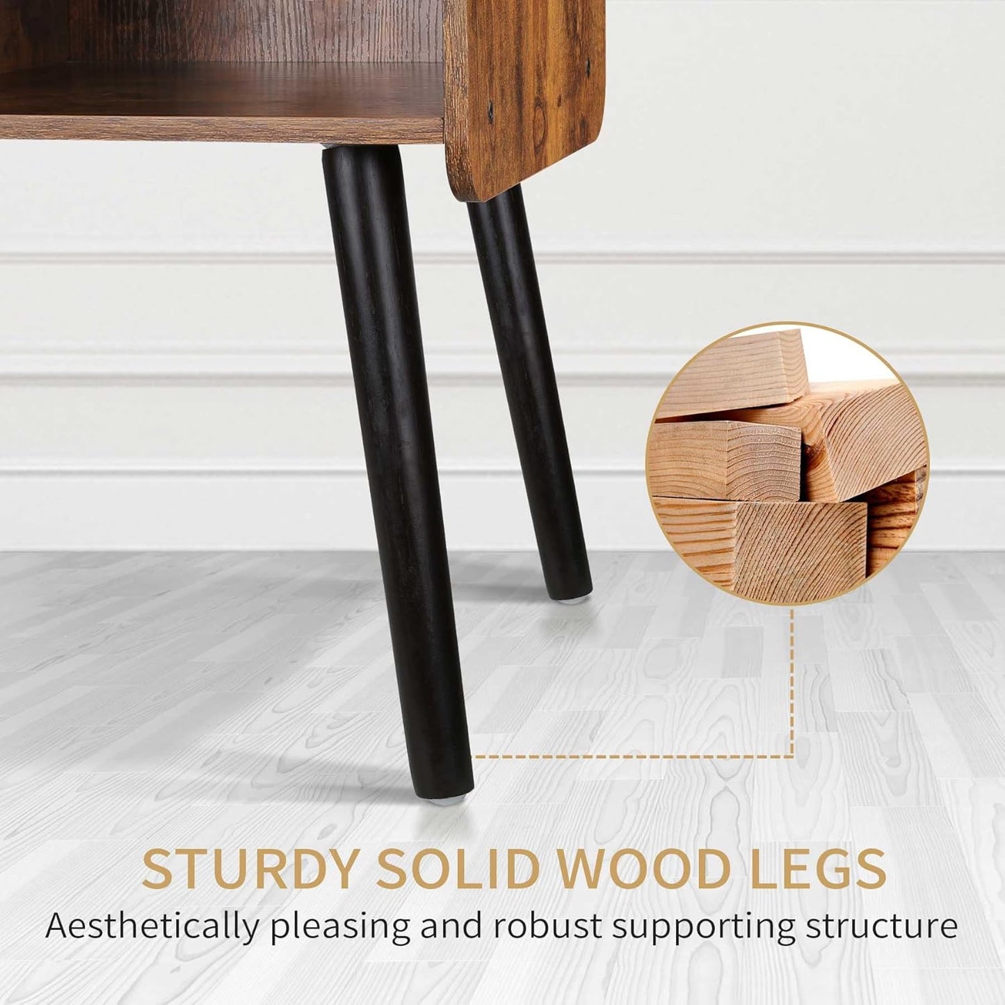Record Player Stand with Vinyl Record Storage, Mid-Century Turntable Stand for Living Room Bedroom Office, Record Player Table, Vinyl Holder Holds up to 100 Albums, Rustic Brown