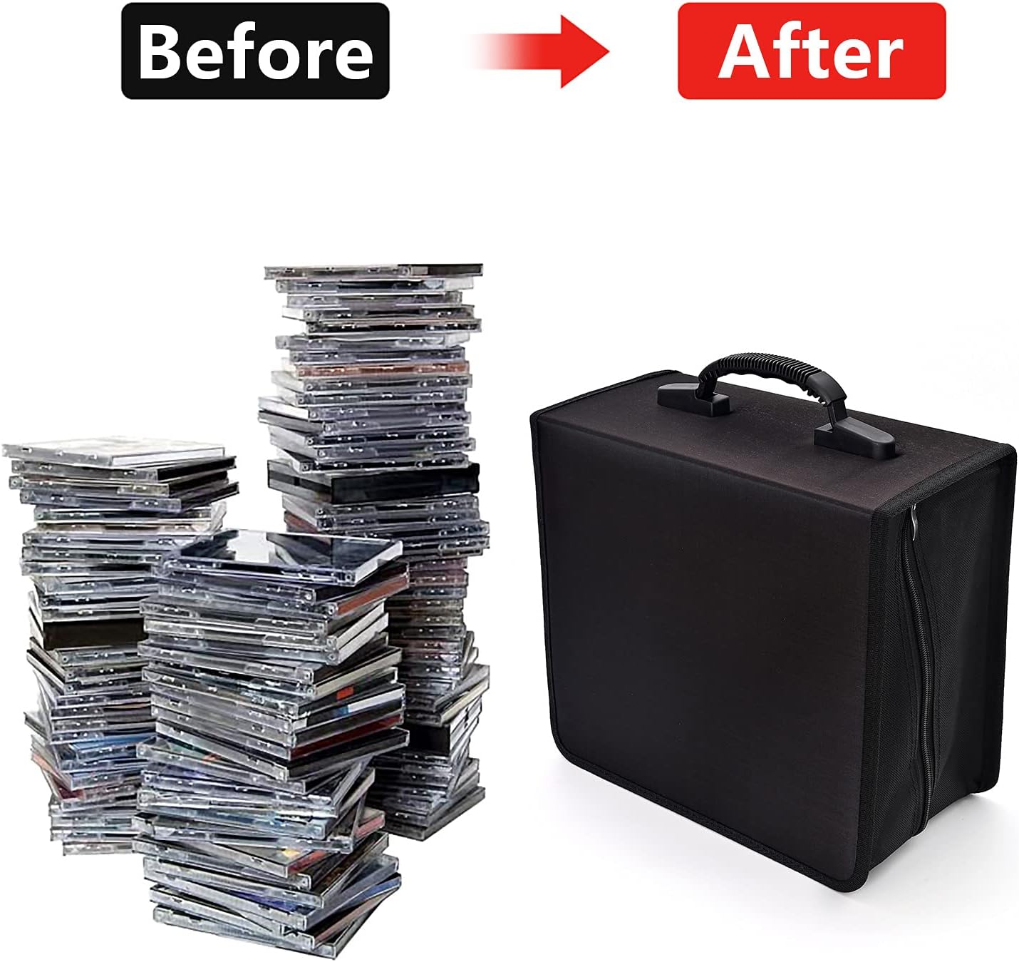alavisxf xx CD Case, 432 Capacity DVD Case Holder, Heavy Duty Zipper Protective Movie Media Storage Organizer Binder Wallet for Car Home Office Travel (Black, 432 Capacity)