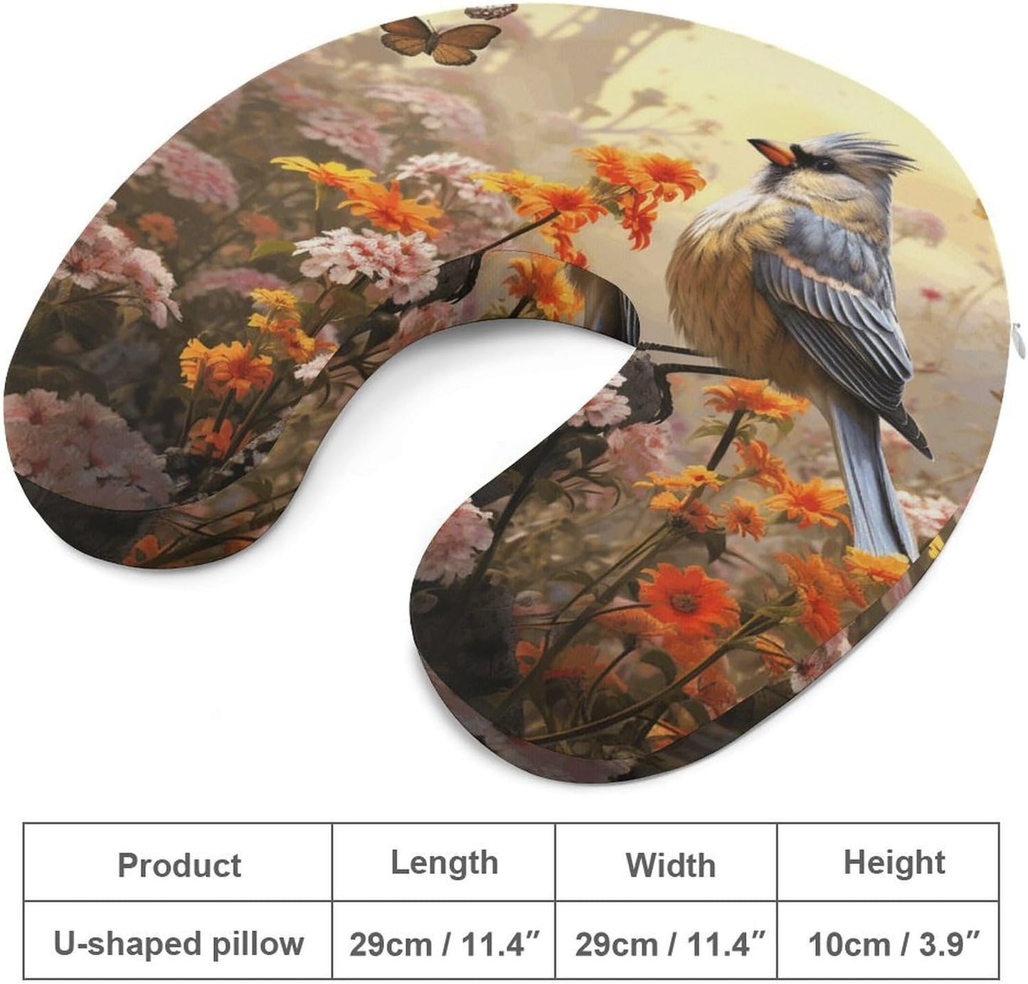Sparrow Birds Sing Neck Pillow Memory Foam U Shaped Pillows Portable Pillows for Shoulder Travel Head Support Pillow with Concealed Zipper for Airplane Car Home Office