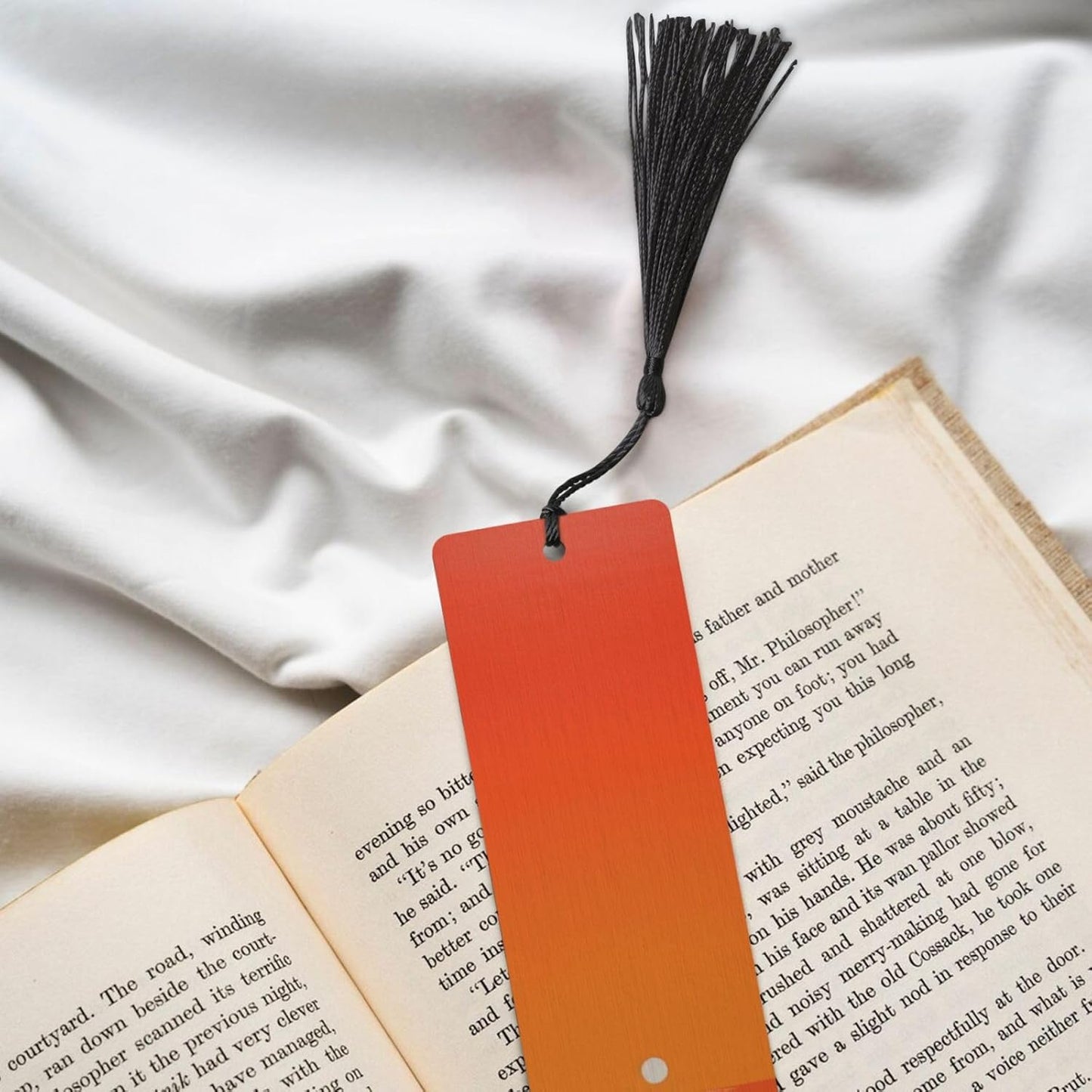 Sunset Over Water Bookmarks Gifts for Women Men, Wooden Bookmarks for Book Lovers, Vintage Book Marks Ornaments with Tassel, Unique Personalized Reading Page Markers Black