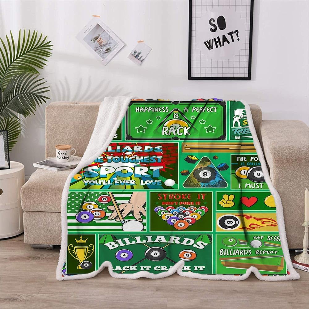 Billiards Gifts Blanket for Boys, Kids & Teens, Soft Warm 60"X50" Billiards Blanket for Bed, Sofa, Couch