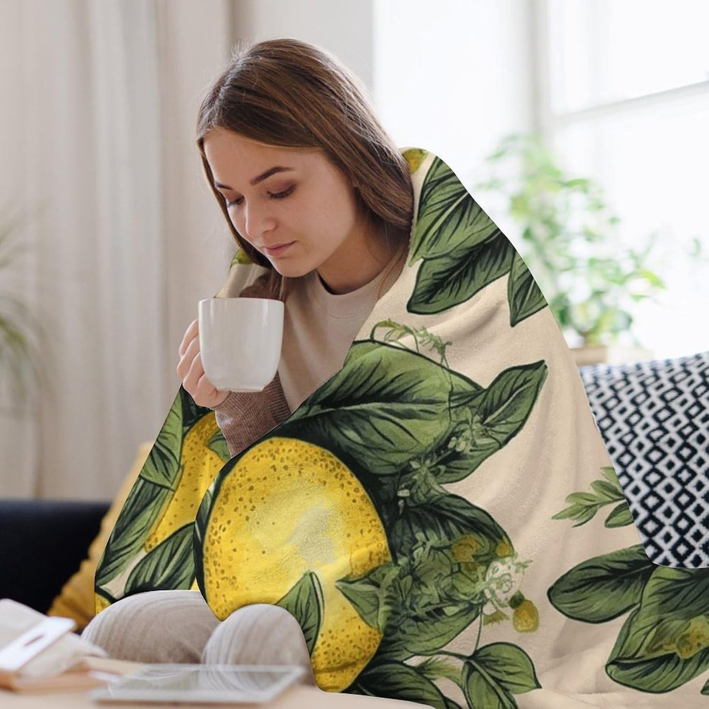 Lemon Throw Blanket for Couch Super Soft Warm Lightweight Throw Blankets Cozy Flannel Bed Blanket Cute Decorative Blankets for All Seasons Home Decor Gift 60"*80"（150 * 200cm）