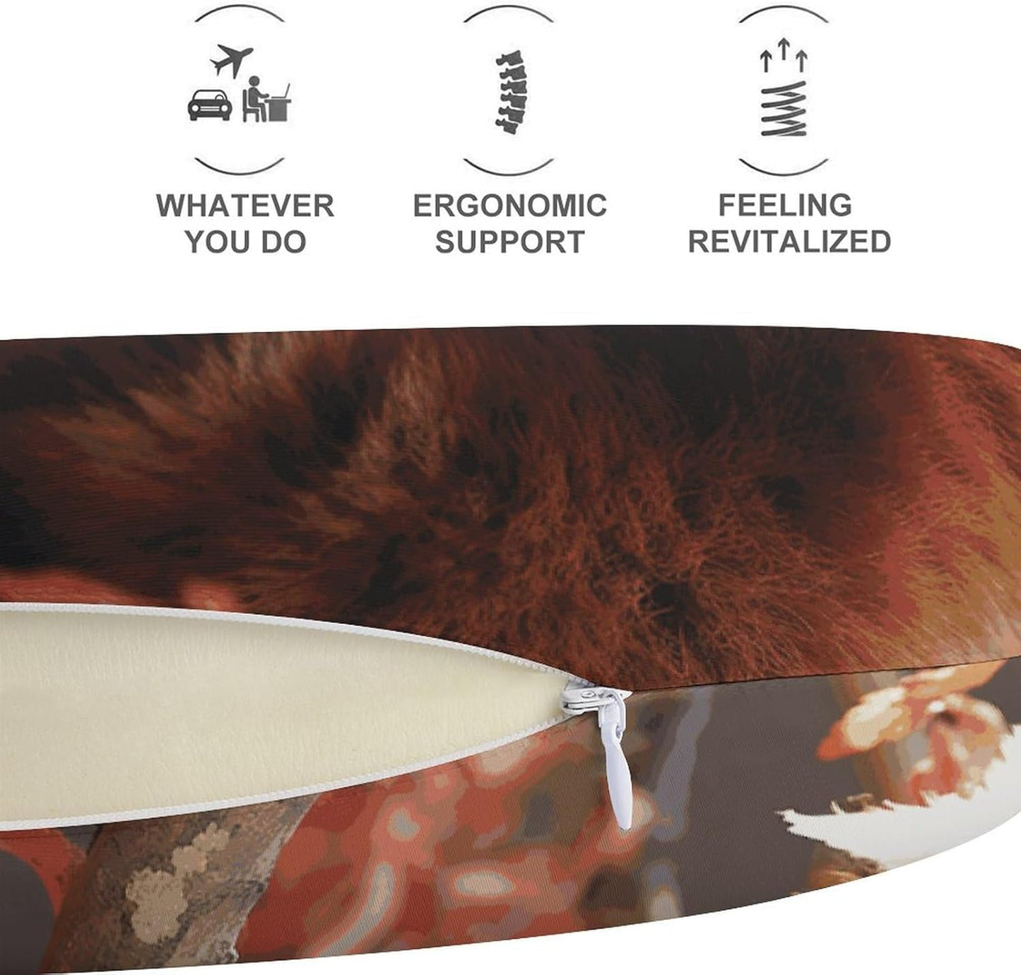 Red Panda Neck Pillow Memory Foam U Shaped Pillows Portable Pillows for Shoulder Travel Head Support Pillow with Concealed Zipper for Airplane Car Home Office