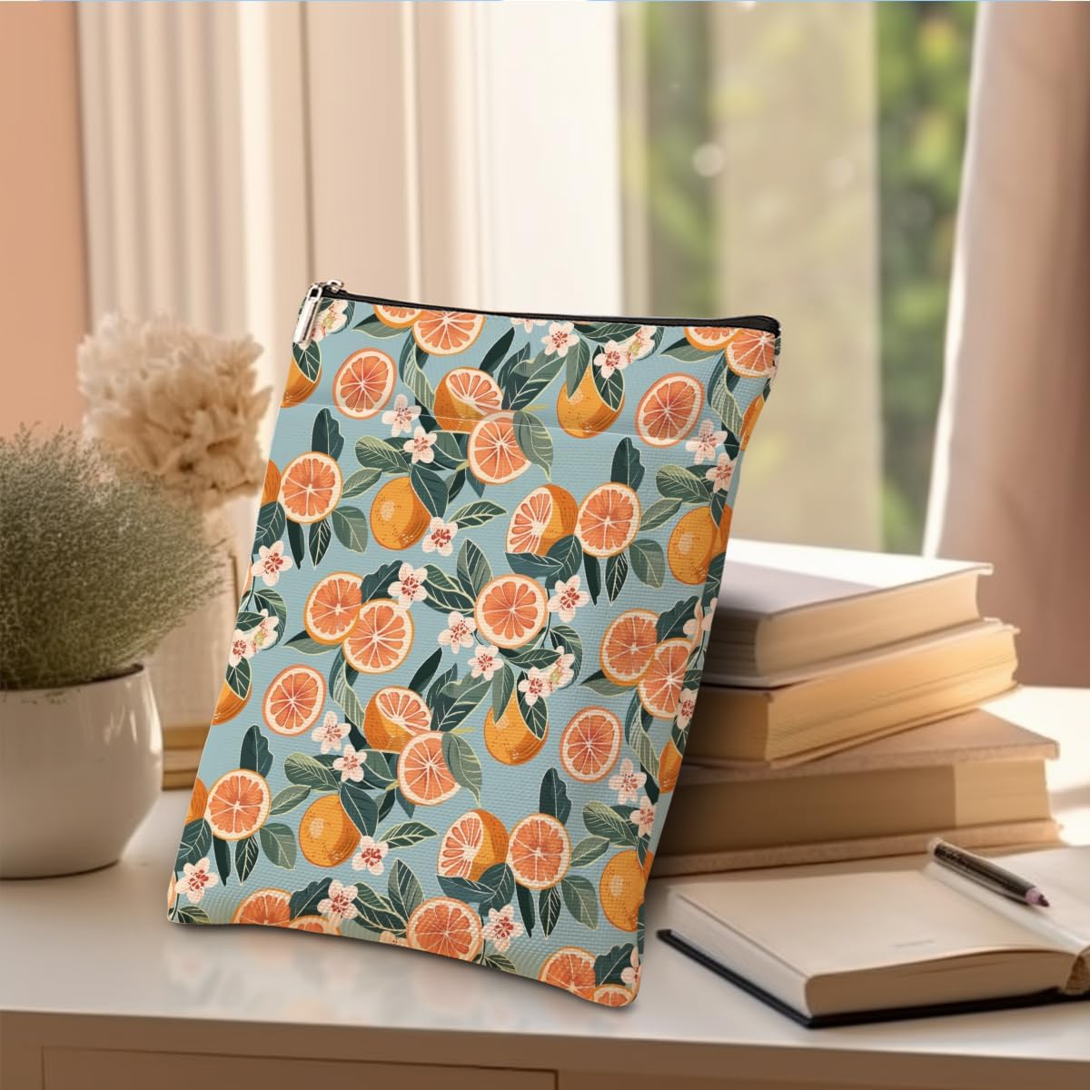Book Sleeve Books Protector Books Pouch Book Lovers Gifts Bookish Gifts Waterproof Cover with Zipper for Grapefruit Printed Gift Bag for Women Teacher Girl Doctor Coworker Christmas Birthday