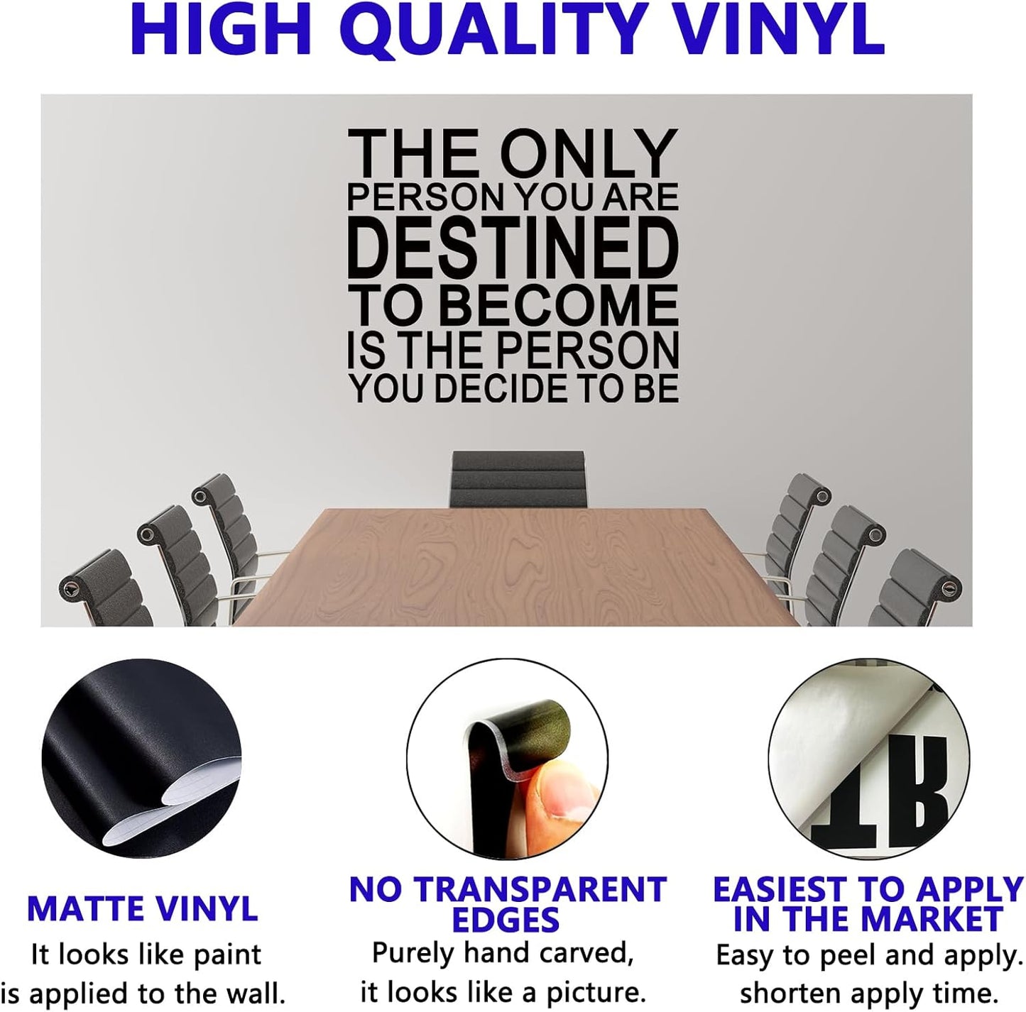 Motivational Quotes Wall Stickers for Office: Classroom Inspirational Positive Vinyl Art Wall Decals for School Gym Bedroom - The Only Person You are Destined 18" X 15"