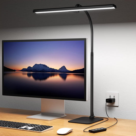 Kary LED Desk Lamps for Home Office, Tall Desk Light with Base, Flexible Gosseneck Adjustable Height 5-Level Dimmable Brightness & Color, Architect Lamp for Working,Reading,Crafting,Study
