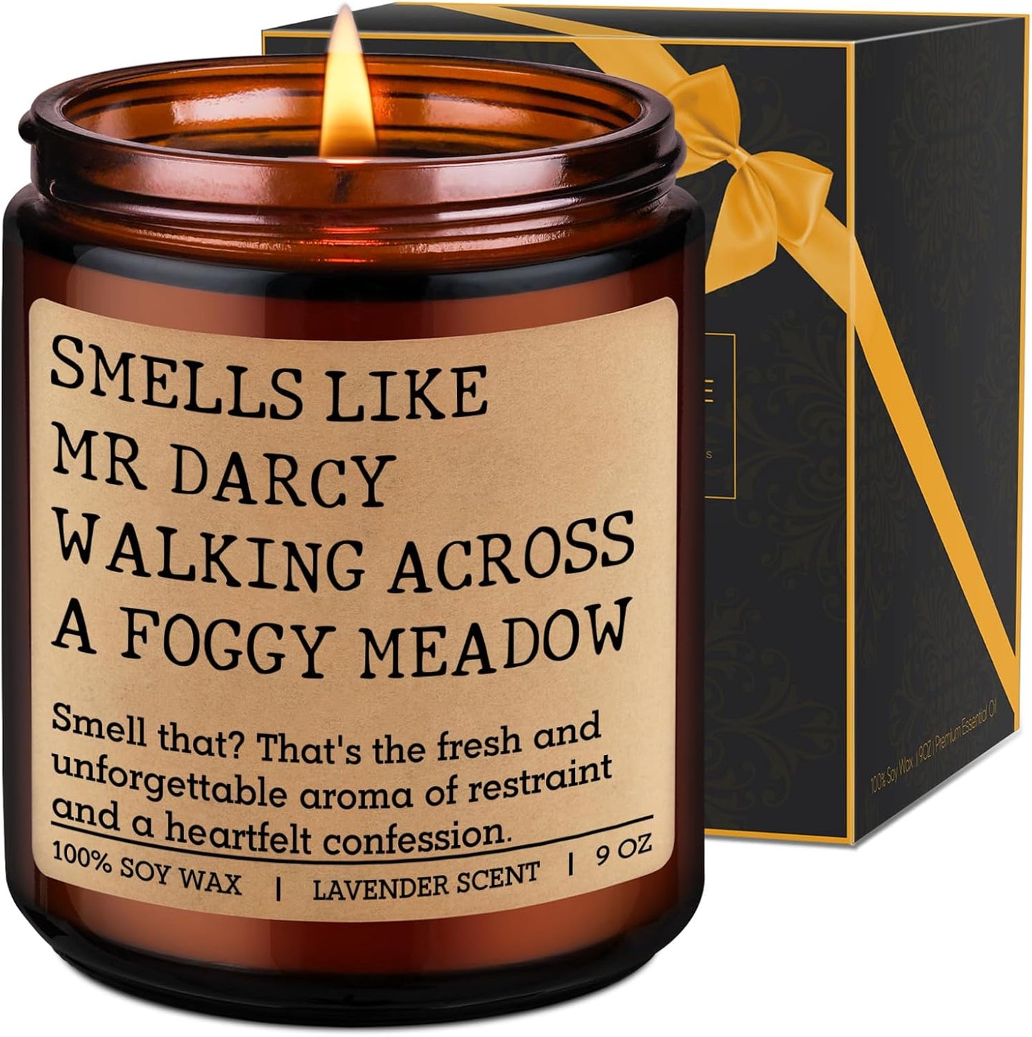 LEADO Mr Darcy Candle, Pride and Prejudice Gifts for Women, Men - Bookish Romantic, Jane Austen Gifts for Friends - Funny Mothers Day, Birthday Presents for Jane Austen Fans, Darcy Lovers, Book Lovers