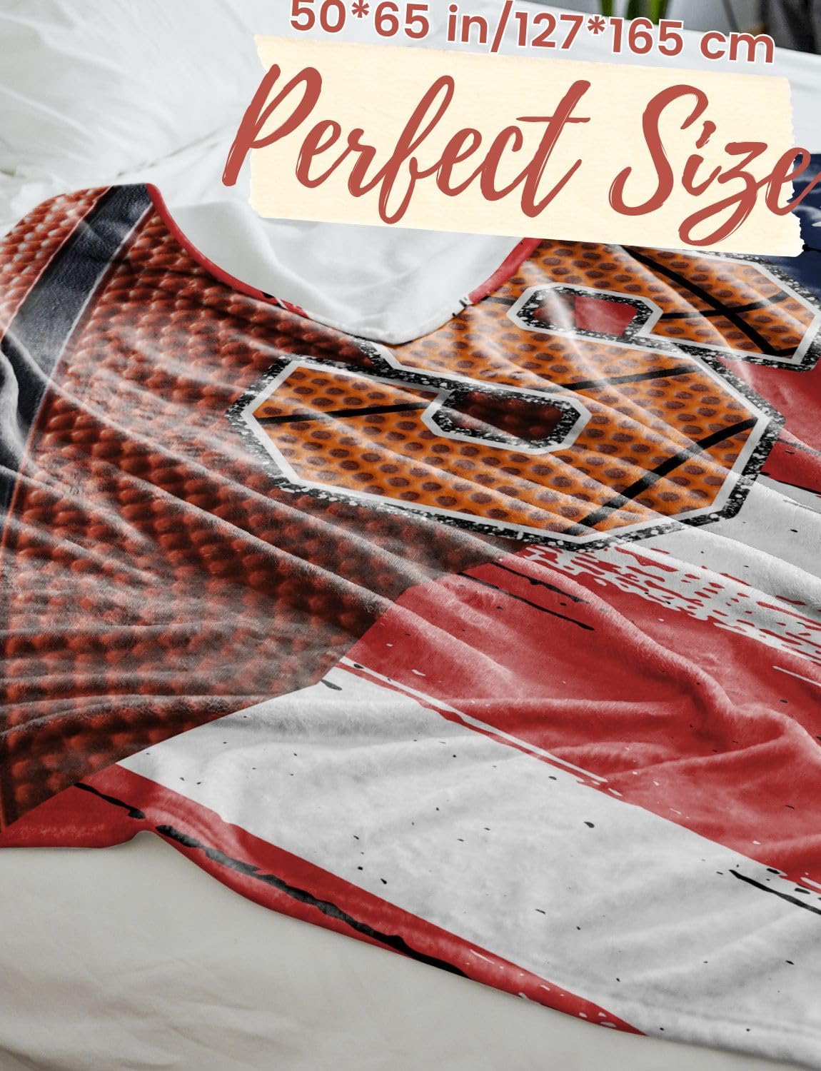 Basketball Blanket for Boys, Teen, Coaches, Personalized Blanket with Initials, Flannel Throw Blanket for Birthday, Christmas, 50x65 Inches, L