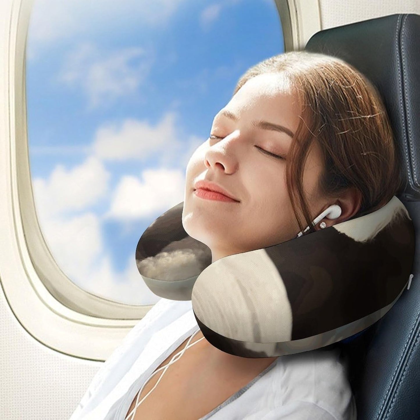 French Poodle Neck Pillow Memory Foam U Shaped Pillows Portable Pillows for Shoulder Travel Head Support Pillow with Concealed Zipper for Airplane Car Home Office