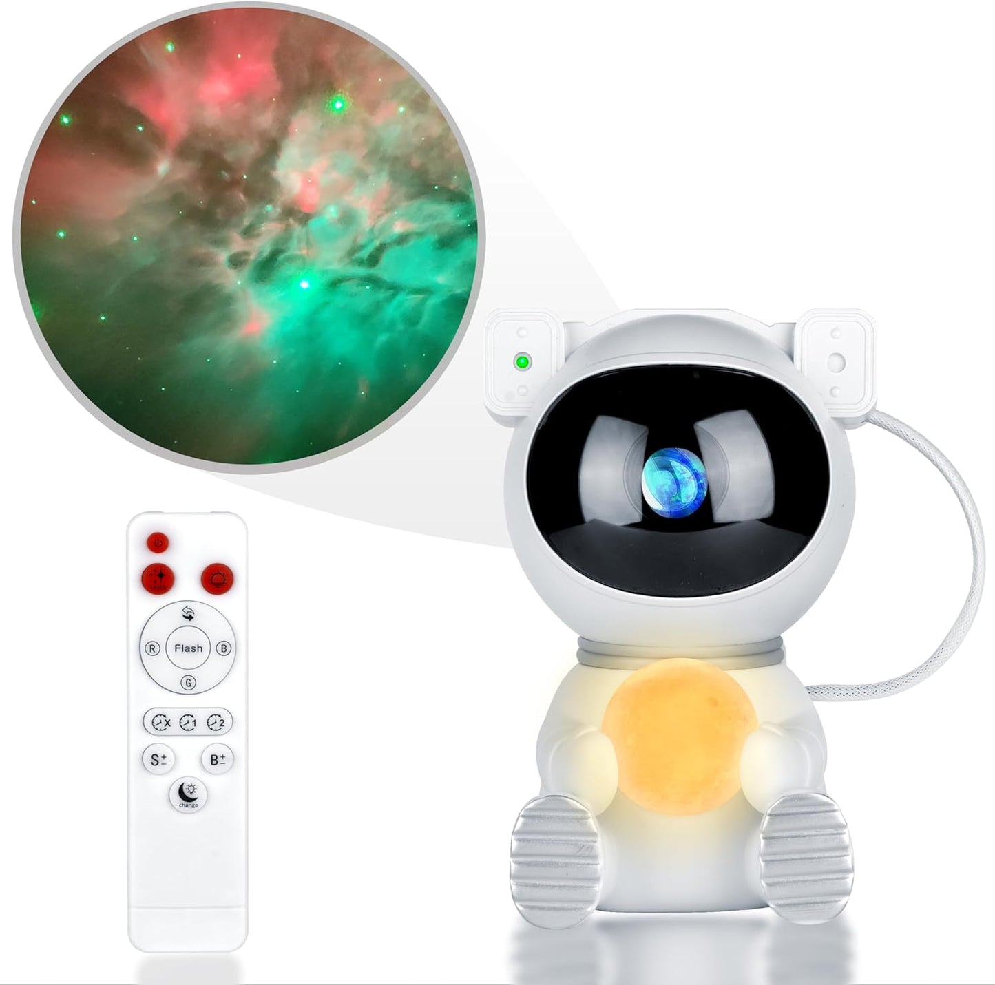 Astronaut Galaxy Projector Star Night Light with Moon Lamp, Starry Nebula Ceiling Projection with Timer, Remote Control and 360° Adjustable, Cool Gifts for Son Children Adults Teen Boys Girls