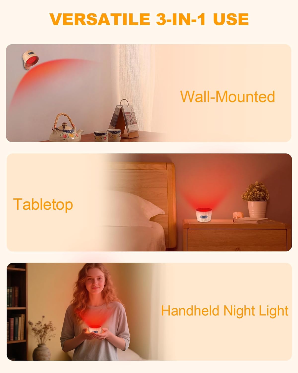 Aoife 2Pack 670nm Red Light Therapy Lamp for Sleep, LED Wall Sconce Lights Lamp with 360°Rotation Lighting Touch and Remote Control, Amber Night Light with 3 Brightness for Bedroom Reading Bedside