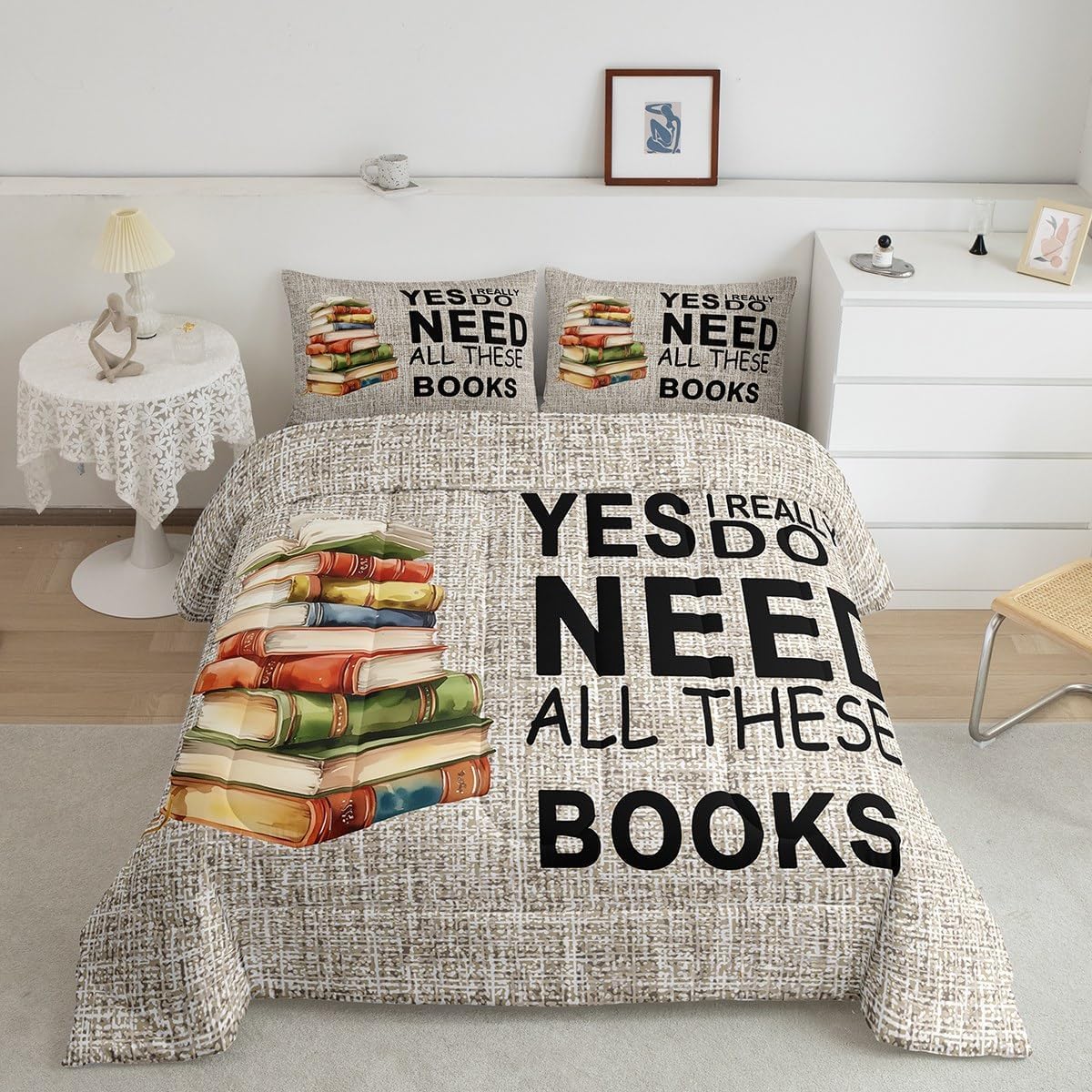 Castle Fairy Books Pattern Full Size Comforter Set,Book Lover Bedding Set for Adults Teens,Children Book Comforter Luxury Watercolor Quilt Set Room Decor 3Pcs