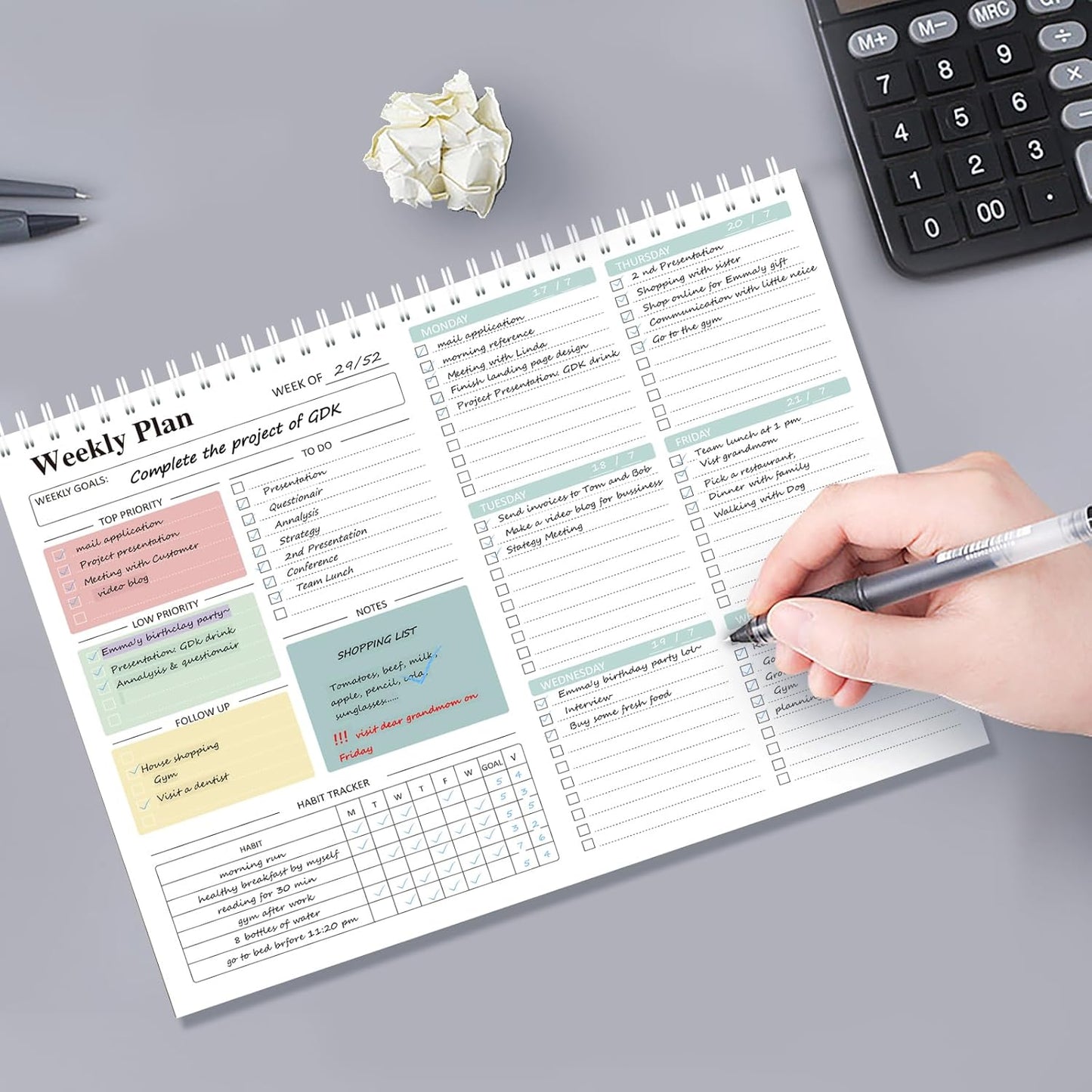 Ymumuda Weekly To Do List Notepad - Daily To Do List Undated 52 - Week Sheets, 8.5x11" Weekly Goal Notebook, Habit Tracker Journal, Excellent for Student School Work Personal Productivity Organizer