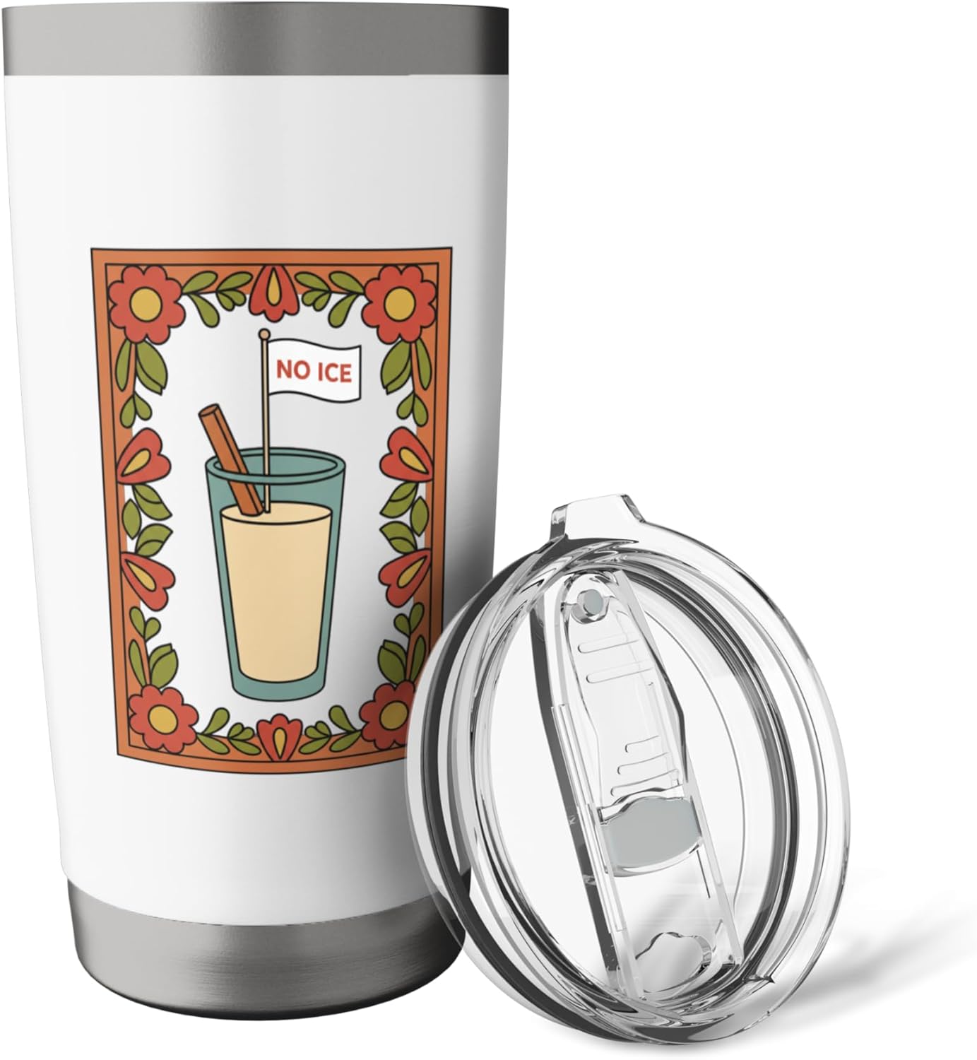 No Ice Cocktail Lover Retro Floral Drinking Design Stainless Steel Insulated Tumbler