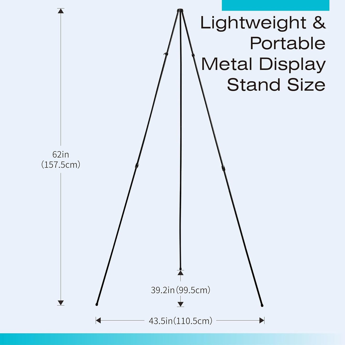 Bianyo Upgraded Display Stand with Upper Cover & Carry Bag, Black/White Steel, 5 lb Capacity, Adjustable & Portable for Indoor/Outdoor Canvas, Posters & Boards (Black, Pack of 1)