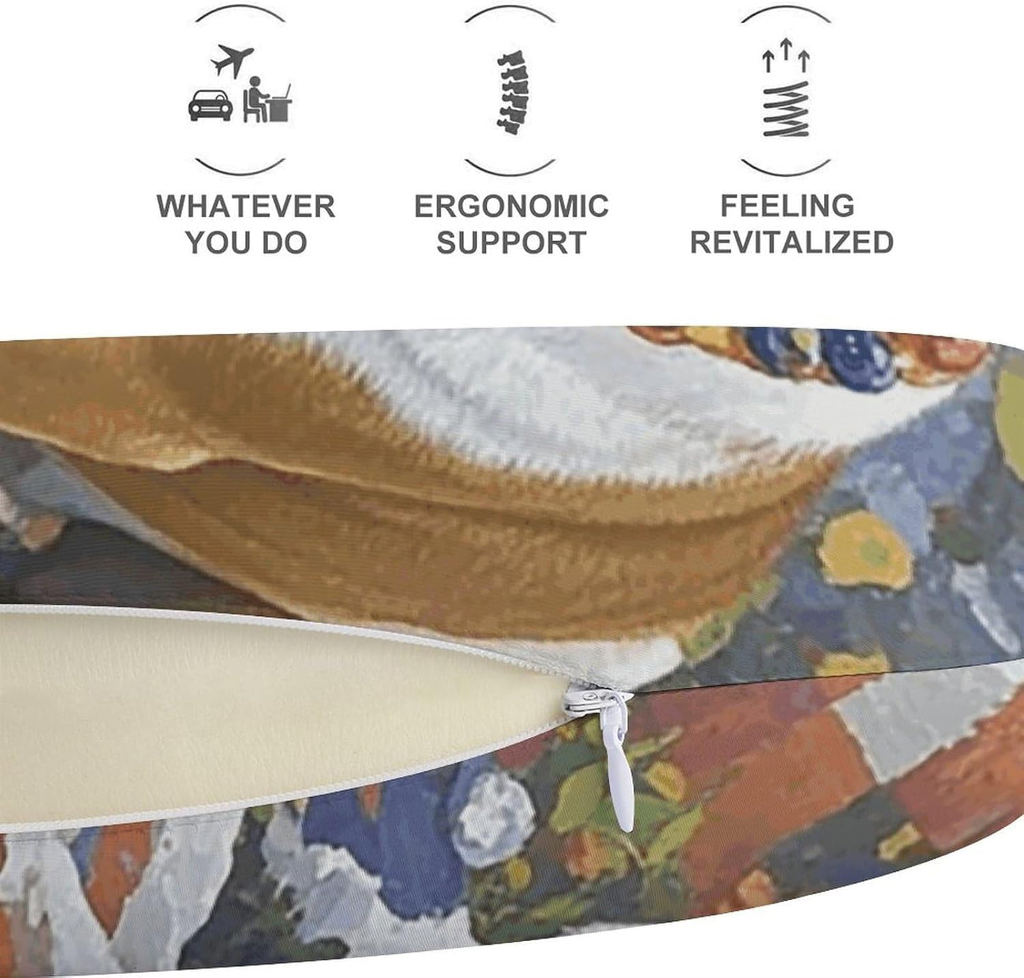English-Bulldog Neck Pillow Memory Foam U Shaped Pillows Portable Pillows for Shoulder Travel Head Support Pillow with Concealed Zipper for Airplane Car Home Office