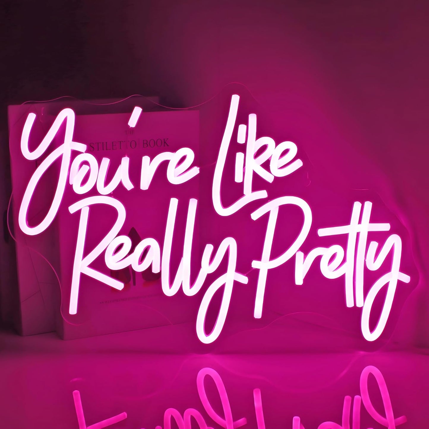 You're Like Really Pretty Neon Sign, Neon Signs for Wall Decor Pink LED Neon Light Up Signs Home Decor for Bedroom Business Club Party Bars Shop Decoration USB Operated