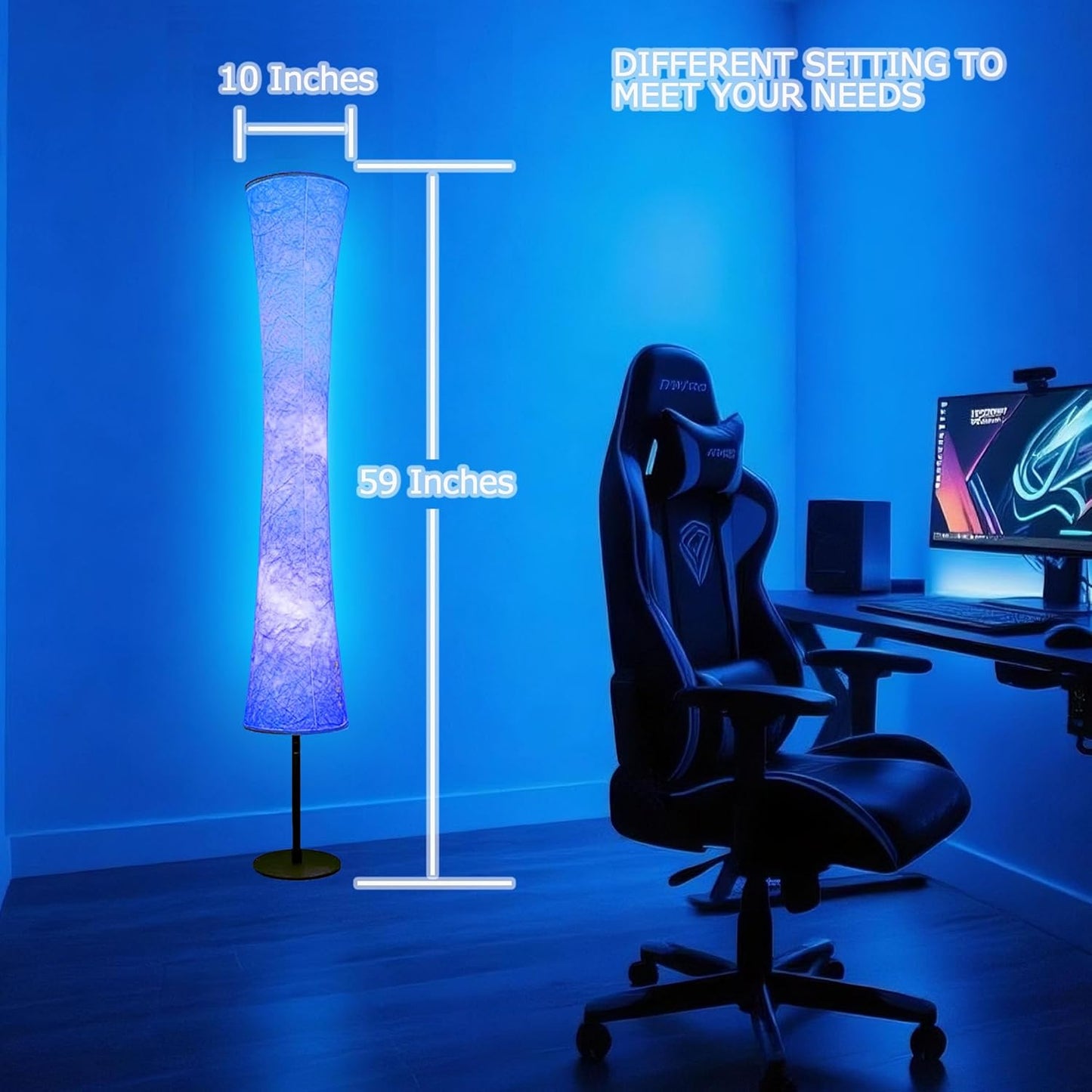 AKT LIGHTING 59''Smart LED Floor Lamp, RGB Mood Lamp, Corner Floor Lamp with Music Sync, Color Changing, APP and Remote Control, Standing Lamp for Bedroom Living Room