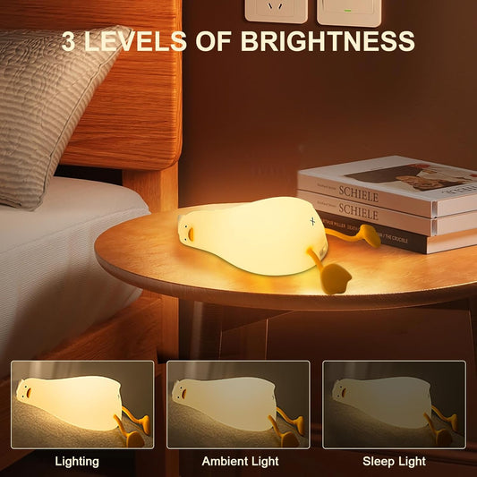 Benson Squishy Silicone Duck Night Light, Lying Flat Existential Crisis Lamp, Touch Dimmable Nursery Breastfeeding Light, Rechargeable 3000K Warm Sleep Aid, Cute Dorm Decor Gift