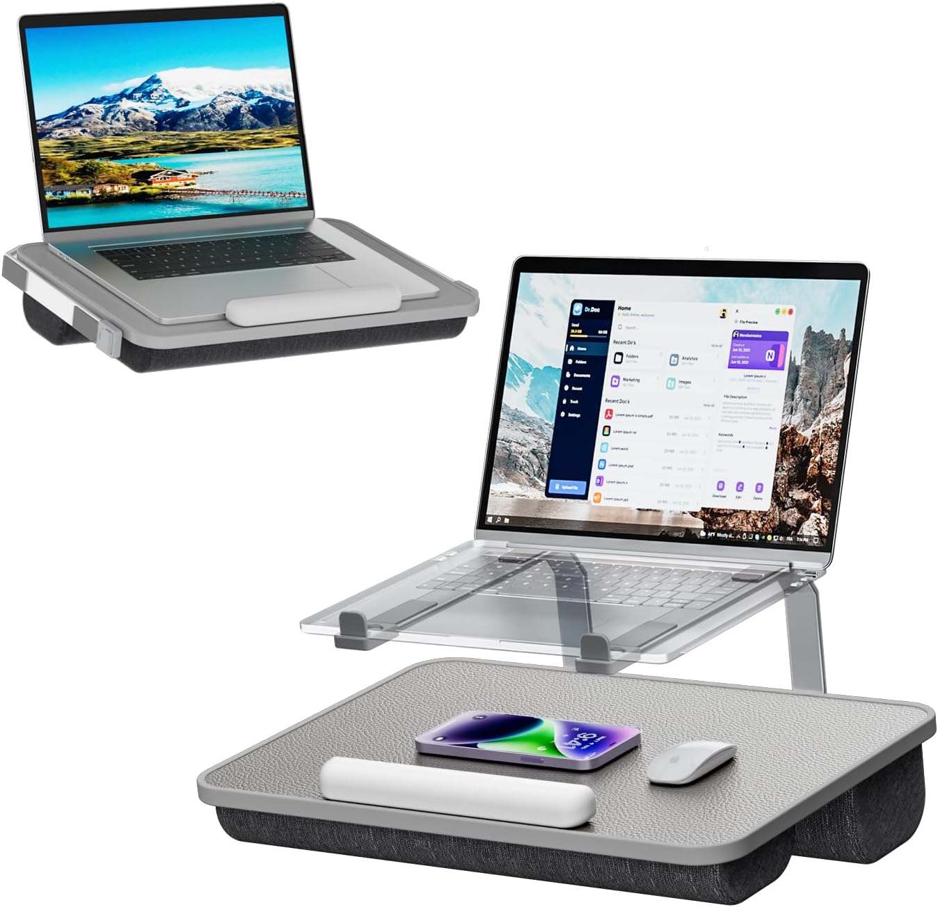 V-Hold Laptop Lap Desk with Foldable Stand, Lightweight Laptop Stand for Bed, Fits up to 17" Laptops & MacBook, Lightweight Lap Tray Table with Pillow Cushion for Bed & Couch