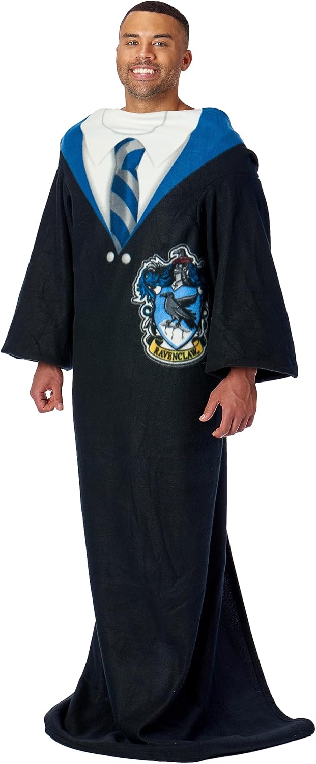 Northwest Comfy Throw Blanket with Sleeves – Harry Potter Ravenclaw Rules Design – 48 x 71 Inch Wearable Fleece Blanket – Cozy All-Season Loungewear