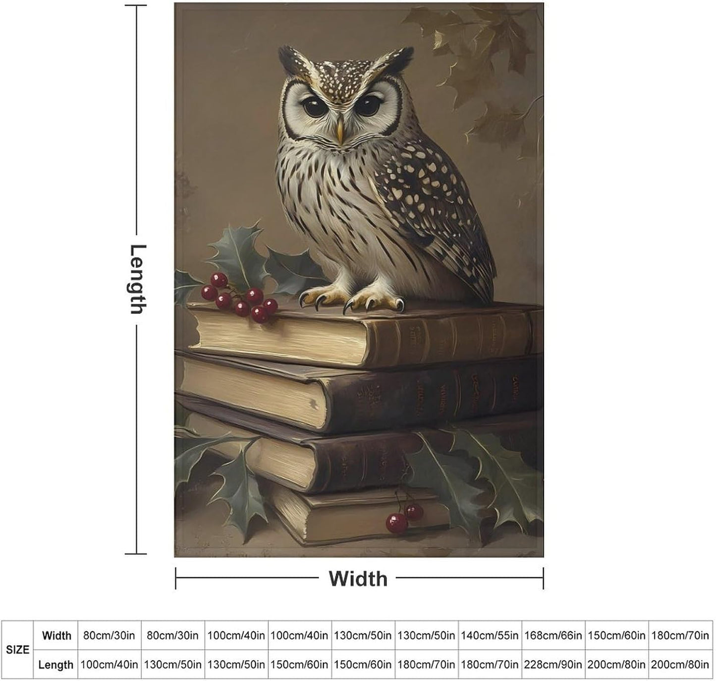 Owl Gothic Throw Blanket for Couch Bed Plush Cozy Fuzzy Flannel Blanket for All Season 40"x60"