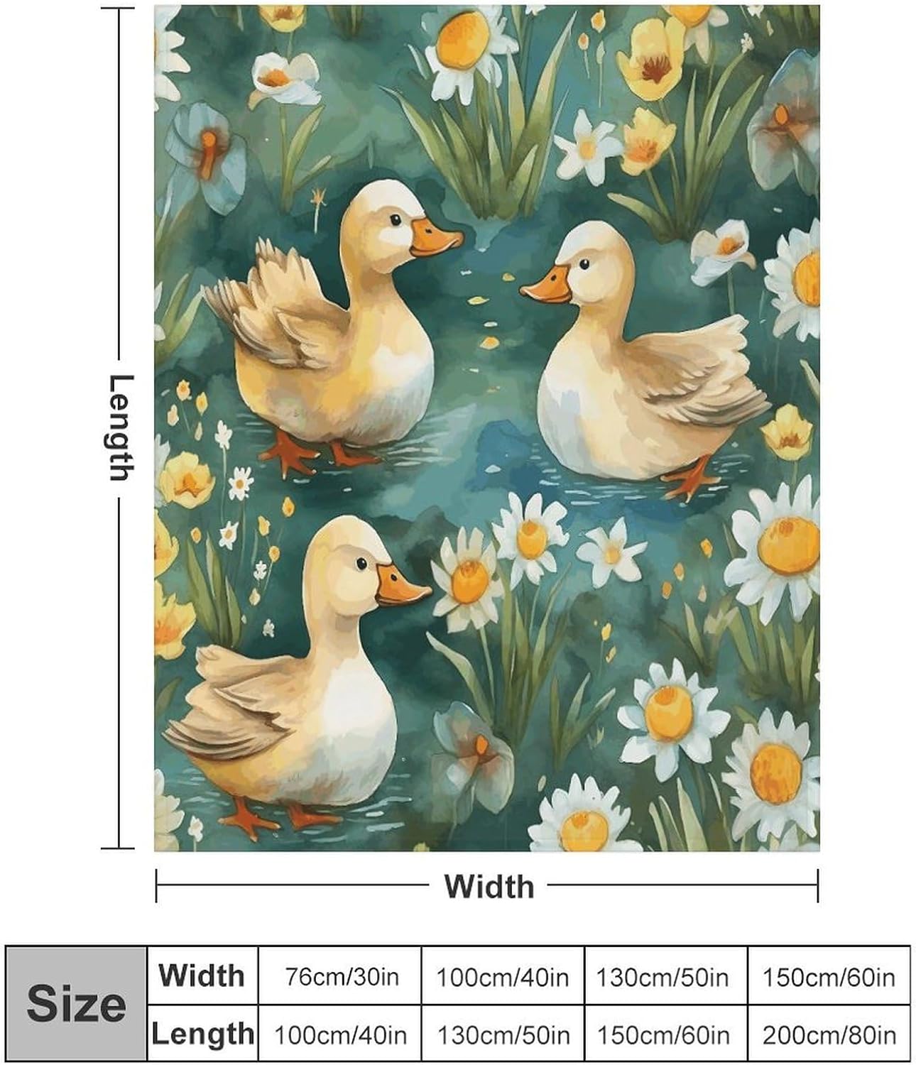 Hand Drawn Duck Throw Blanket for Couch Super Soft Warm Lightweight Throw Blankets Cozy Flannel Bed Blanket Cute Decorative Blankets for All Seasons Home Decor Gift 30"*40"（76 * 100cm）