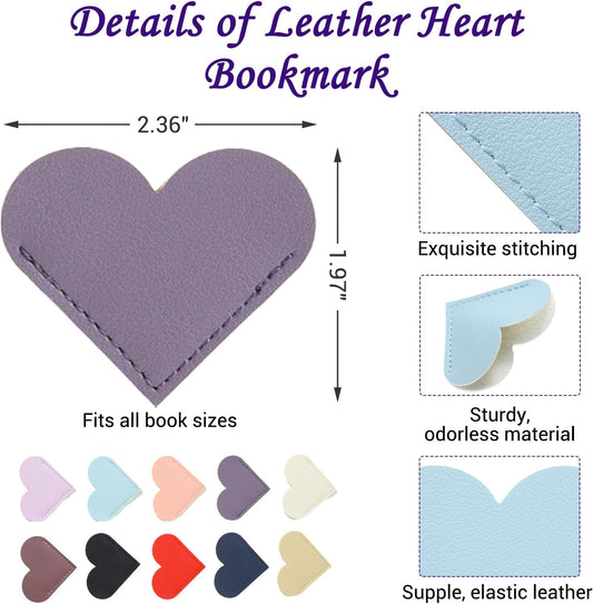 20 PCS Lovely Heart Book Marks Set with Exquisite Gift Box, Premium Leather Cute Corner Bookmarks for Book Lovers, Perfect for Birthdays, Weddings, Mother’s Day & All Occasions