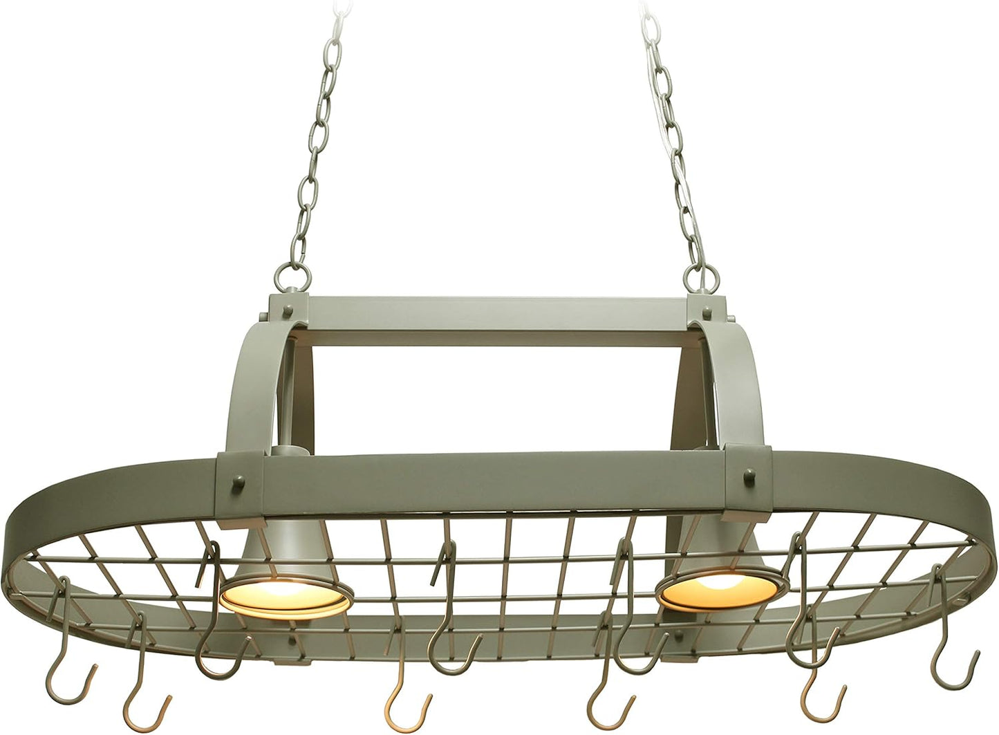 Elegant Designs PR1000-SLT Home Collection 2 Light Kitchen Pot Rack with Downlights, Slate Gray