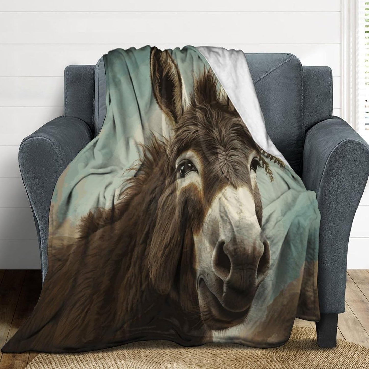 Donkey Animals Throw Blanket for Couch Super Soft Warm Lightweight Throw Blankets Cozy Flannel Bed Blanket Cute Decorative Blankets for All Seasons Home Decor Gift 60"*80"（150 * 200cm）