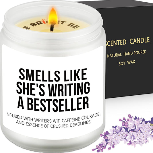 Gifts for Writers, Authors, Book Lovers: 'Smells Like She's Writing a Bestseller' Scented Soy Candle