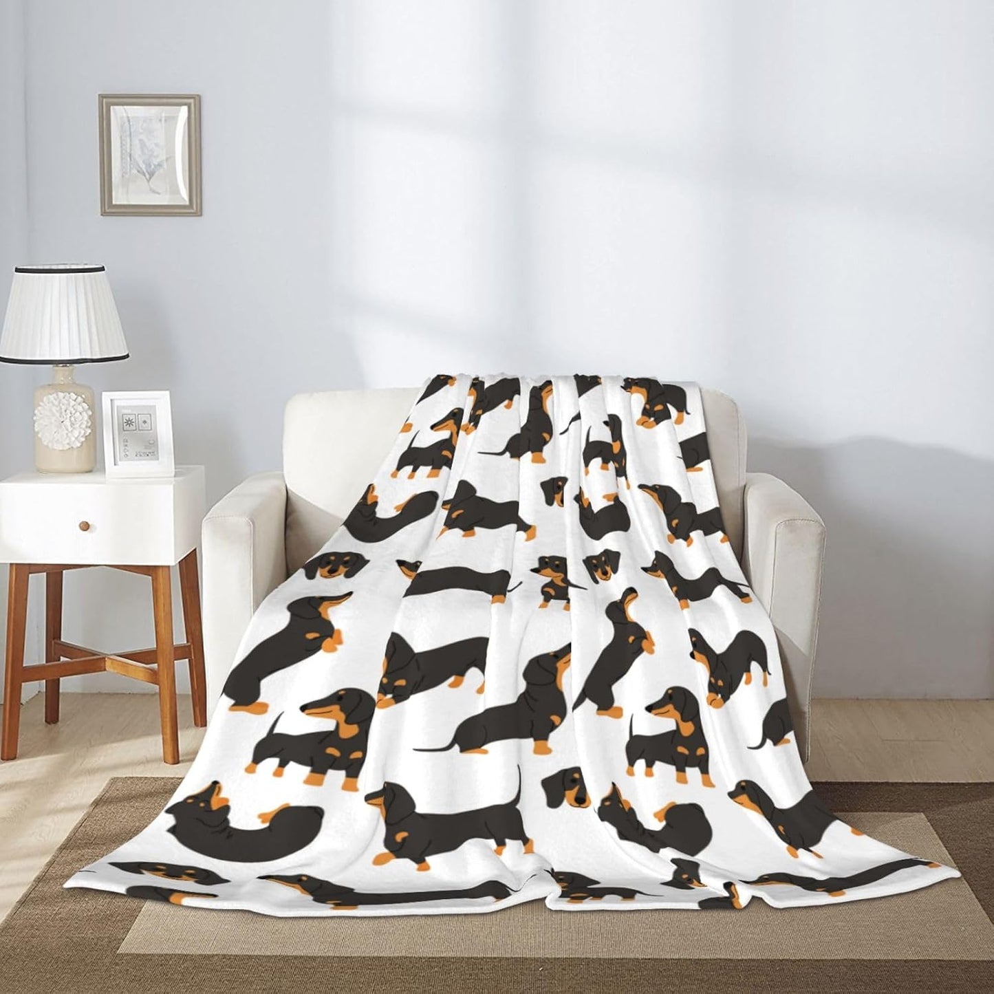 Dachshund Blanket Super Soft Fleece Throw Blanket Warm and Cozy Lightweight Bed Blanket for Couch, Sofa, Camping, and Travel All Season Blankets Gifts 60"x50"