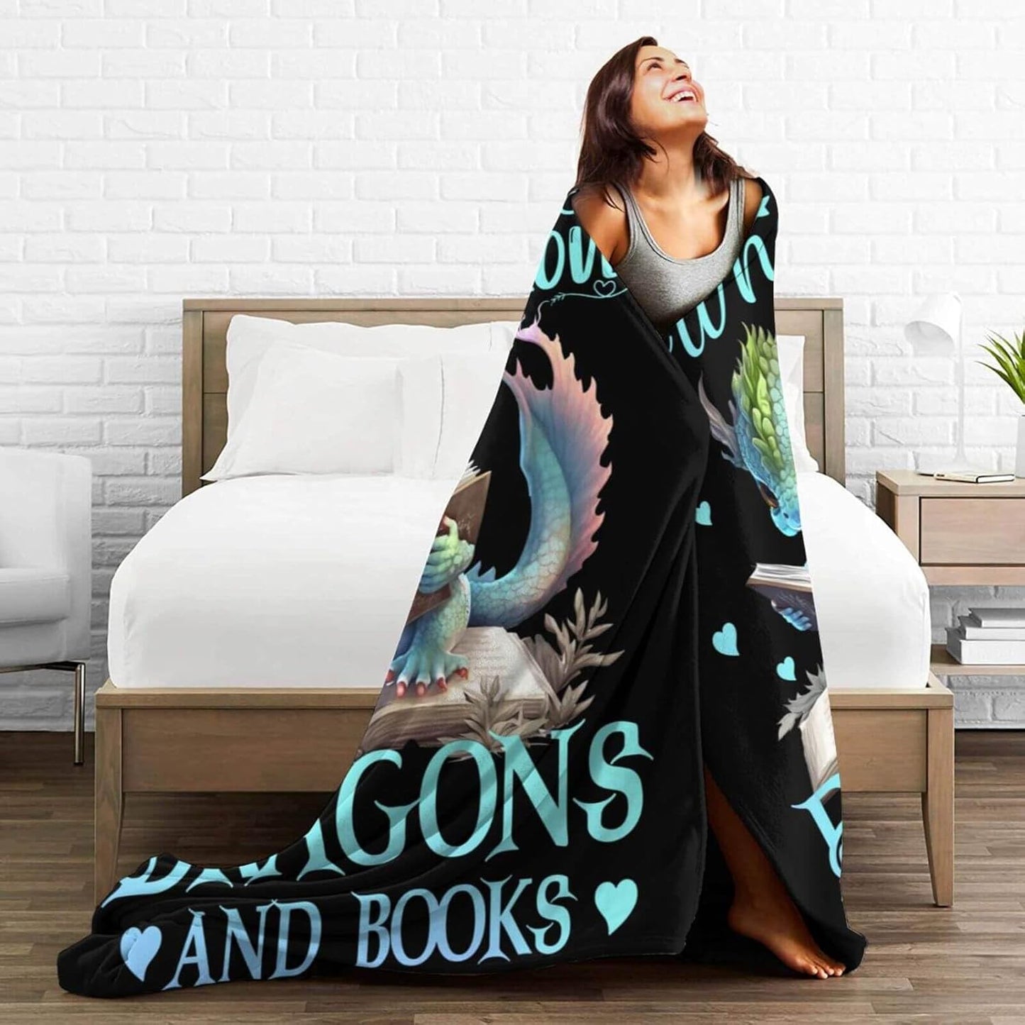 Dragon Blanket for Women Men, Cute Dragon Themed Design Printed Throw Blankets for Teens Adults Lap, Chair Sofa, Warm Soft Cozy Blanket, 50"x 60"