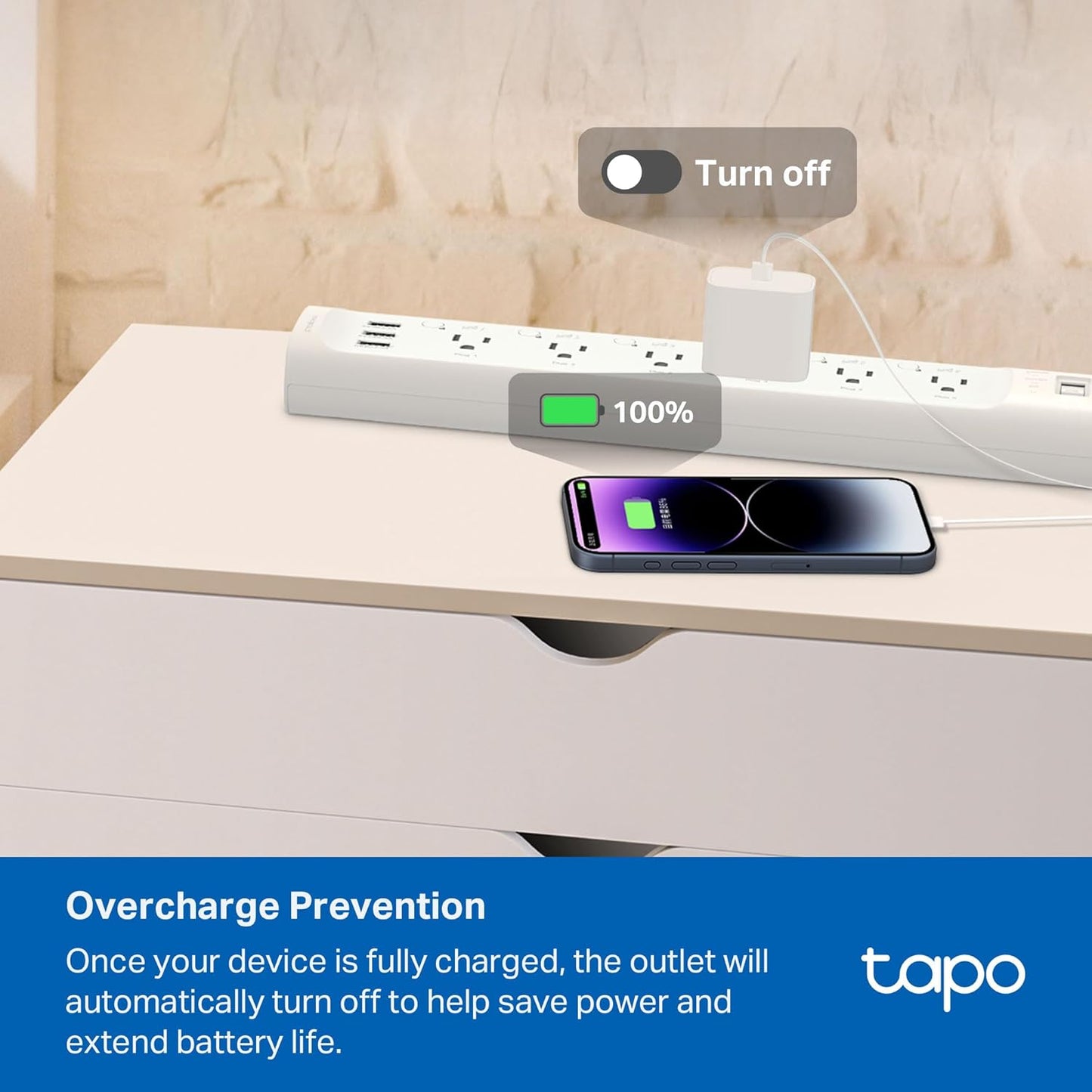Tapo Smart Wi-Fi Power Strip - Matter Compatible, Energy Monitoring, Surge Protection, 6 Individually Controlled Outlets & 3 USB Ports, Works with Alexa, Google Assistant, Siri & Bixby - Tapo P316M