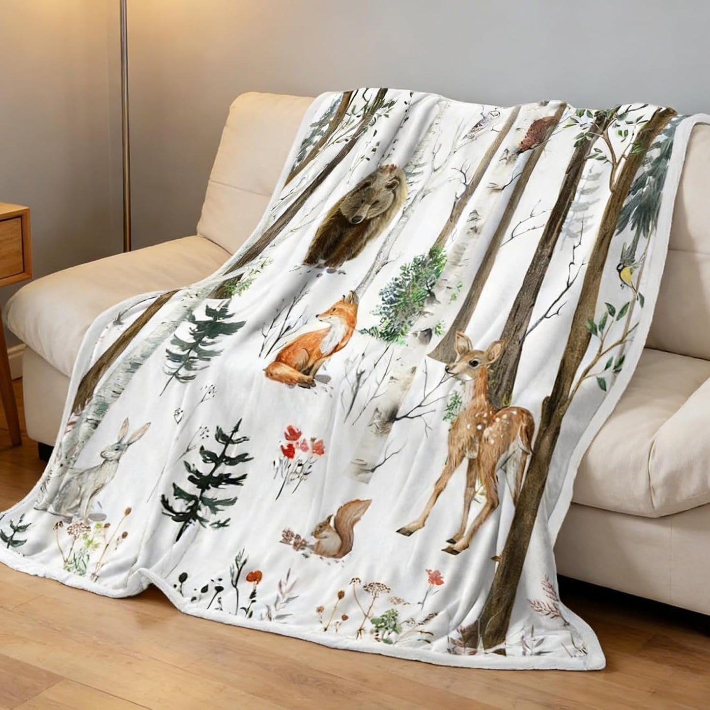 Rustic Cabin Throw Blanket, Super Fuzzy Hunting Camping Forest Blanket, Soft Cozy Plush Lightweight Wild Animal Bear Blanket for Couch, Sofa, Bed & Lazy Napping, Comfort for All-Season, 50X60inch