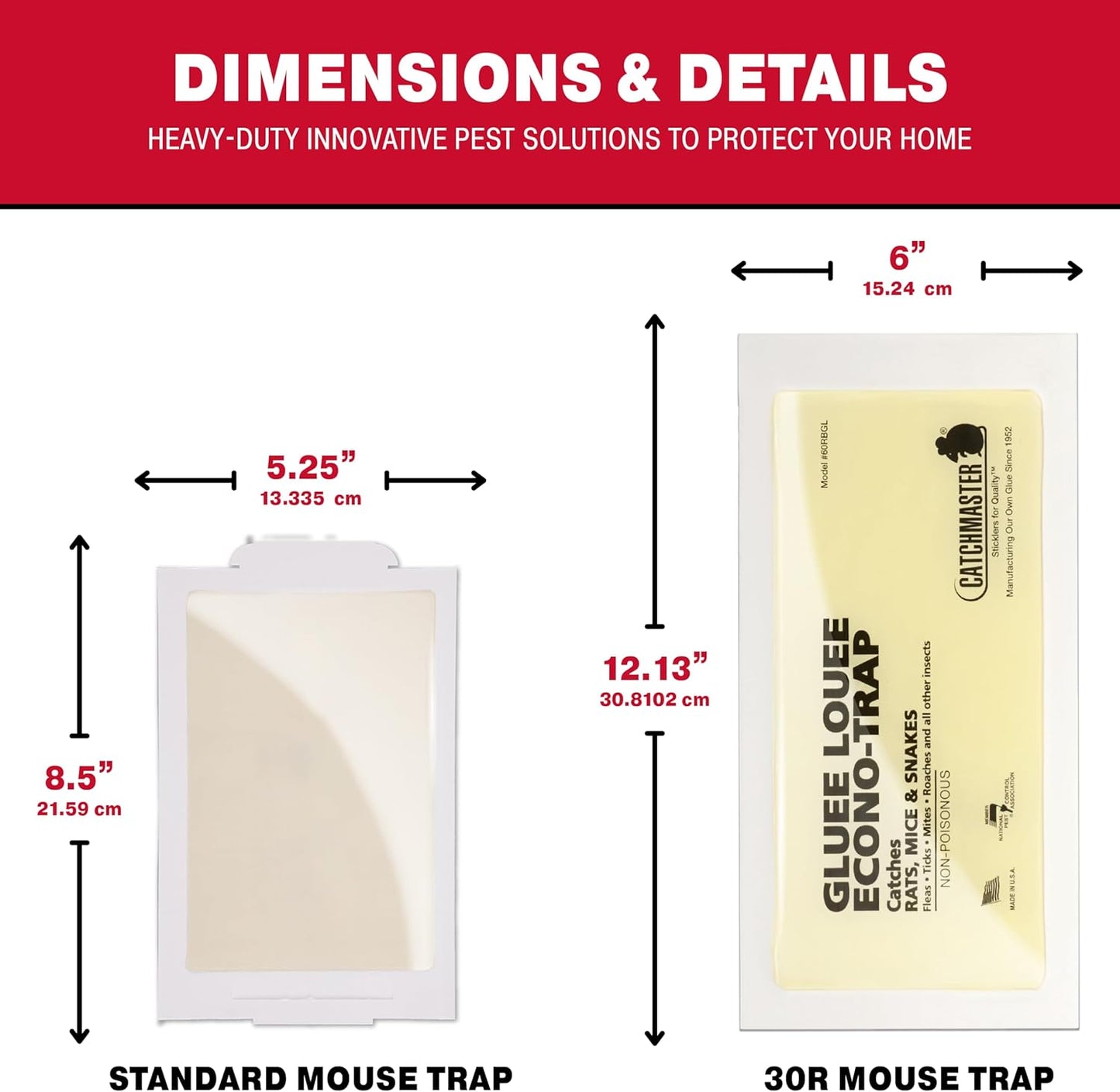 Catchmaster Gluee Louee Rat Extra Large Traps 30-PK, Heavy Duty Glue Trap, Mouse Traps for Home, Pest Control Adhesive Glue Boards for Inside House, Snake, Mice, & Spider Trap