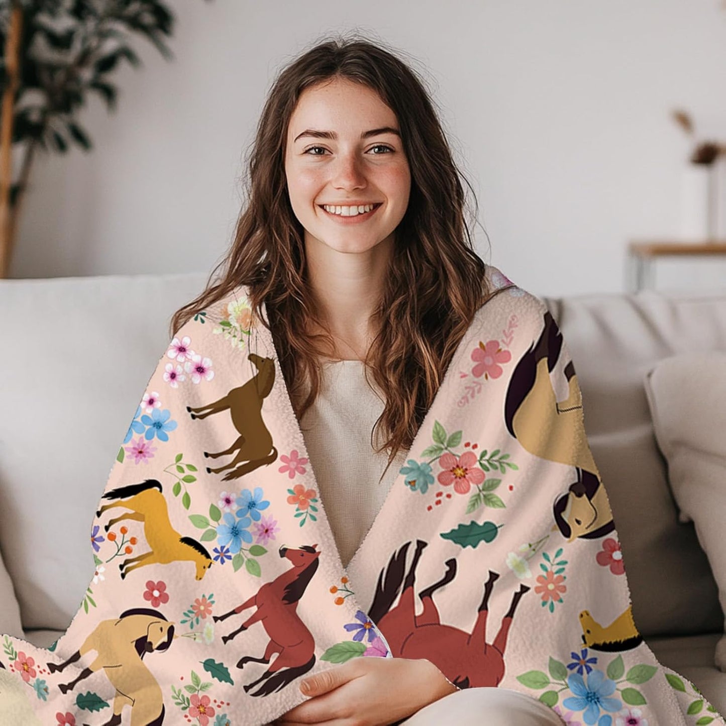 Horse Blanket Gifts for Girls Boys, Soft Horse Blanket for Friend, Women Men, Birthday Gift for Horse Lovers, Warm Flannel Blanket for Couch or Bed, Holiday, Christmas Thanksgiving Day 50x60 in