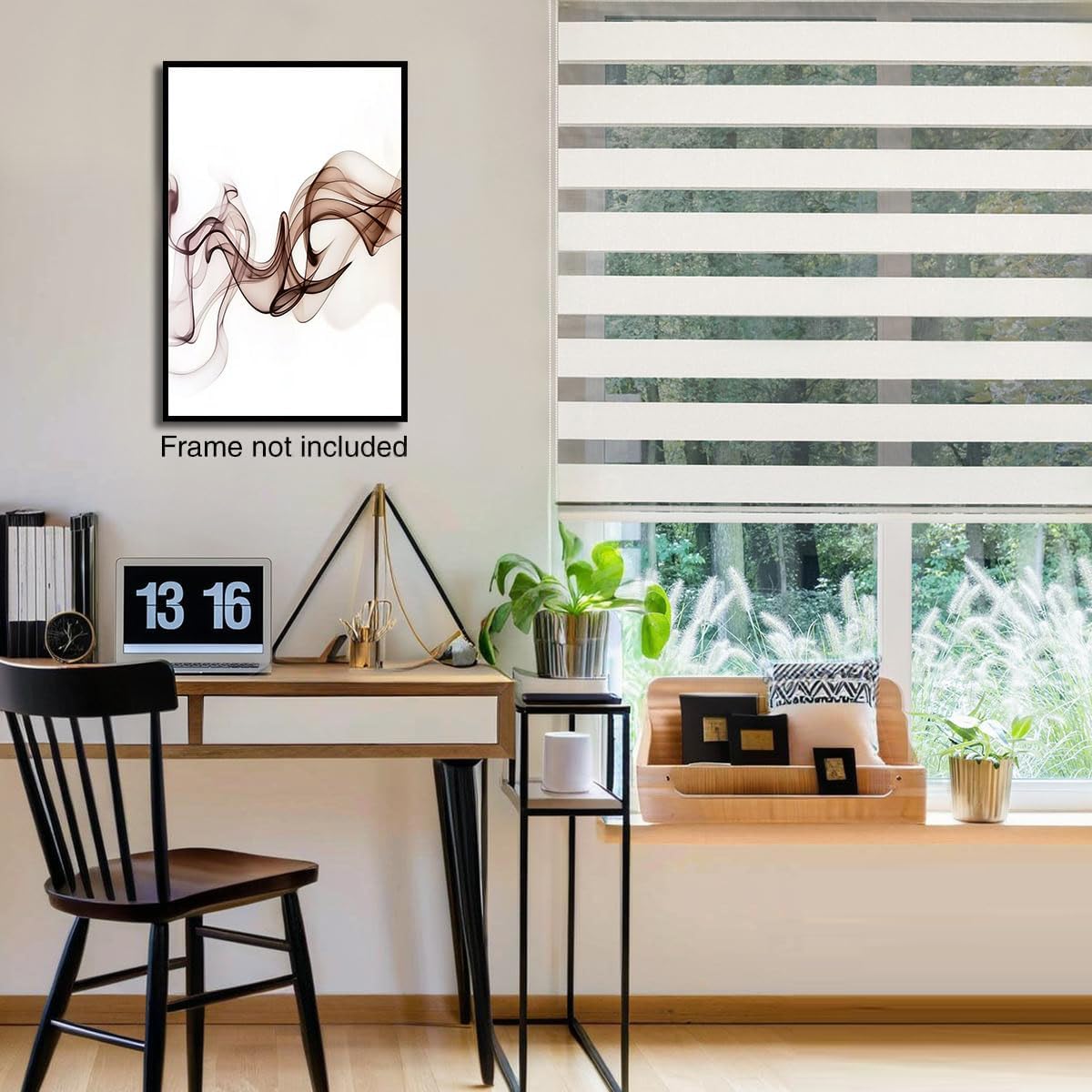 GDJSMIN Abstract Smoke Design Wall Art, Brown Wavy Shapes Poster For Reading Room Living Room Decor 12X 16 Inch Unframed