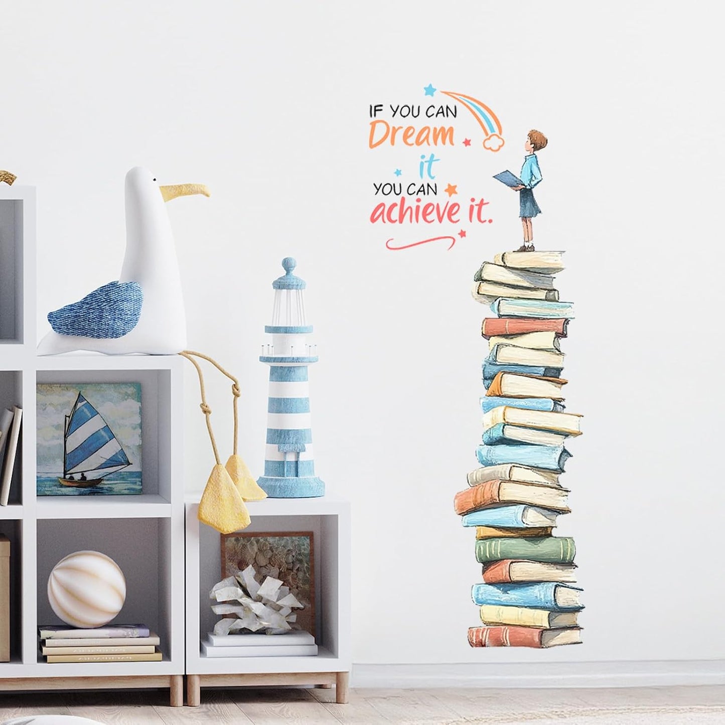 Books Educational Quote Wall Stickers,Removable Wall Decals Peel and Stick for Kids Bedroom,School Reading Corner Toddler Classroom Decor