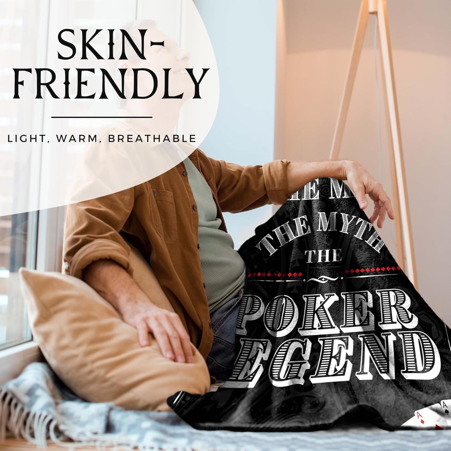 Poker Gifts for Men, Unique Poker Player Throw Blanket, Skin Friendly, Gifts for Birthday Christmas - 50" x 65"