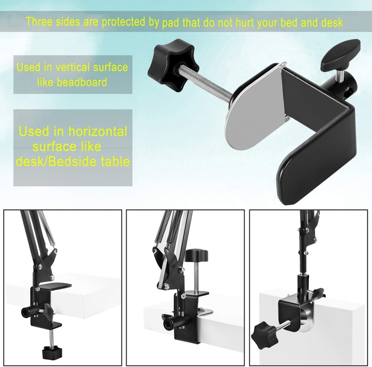 Tablet Stand for Bed,360 Degree Rotating Bed Tablet Mount Holder Stand with Aluminum Arm for iPad,iPhoneXS,N-Switch, Amazon Kindle Fire,or Other 4.7~12.9 inch-Screen Devices
