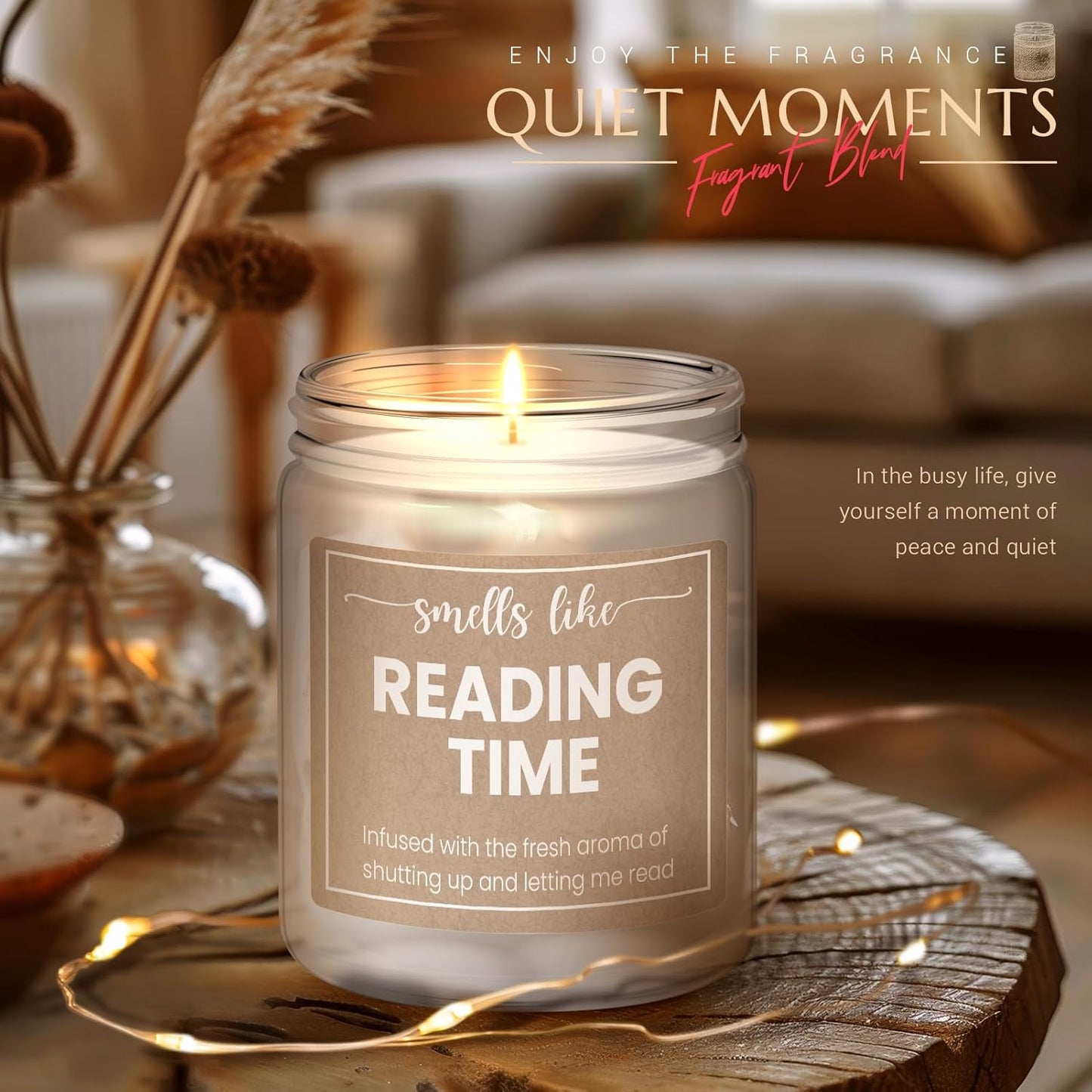 Gifts for Book Lovers - Book Lover Gifts for Women, Present for Readers, Smells Like Reading Time - Lavender Scented Candle