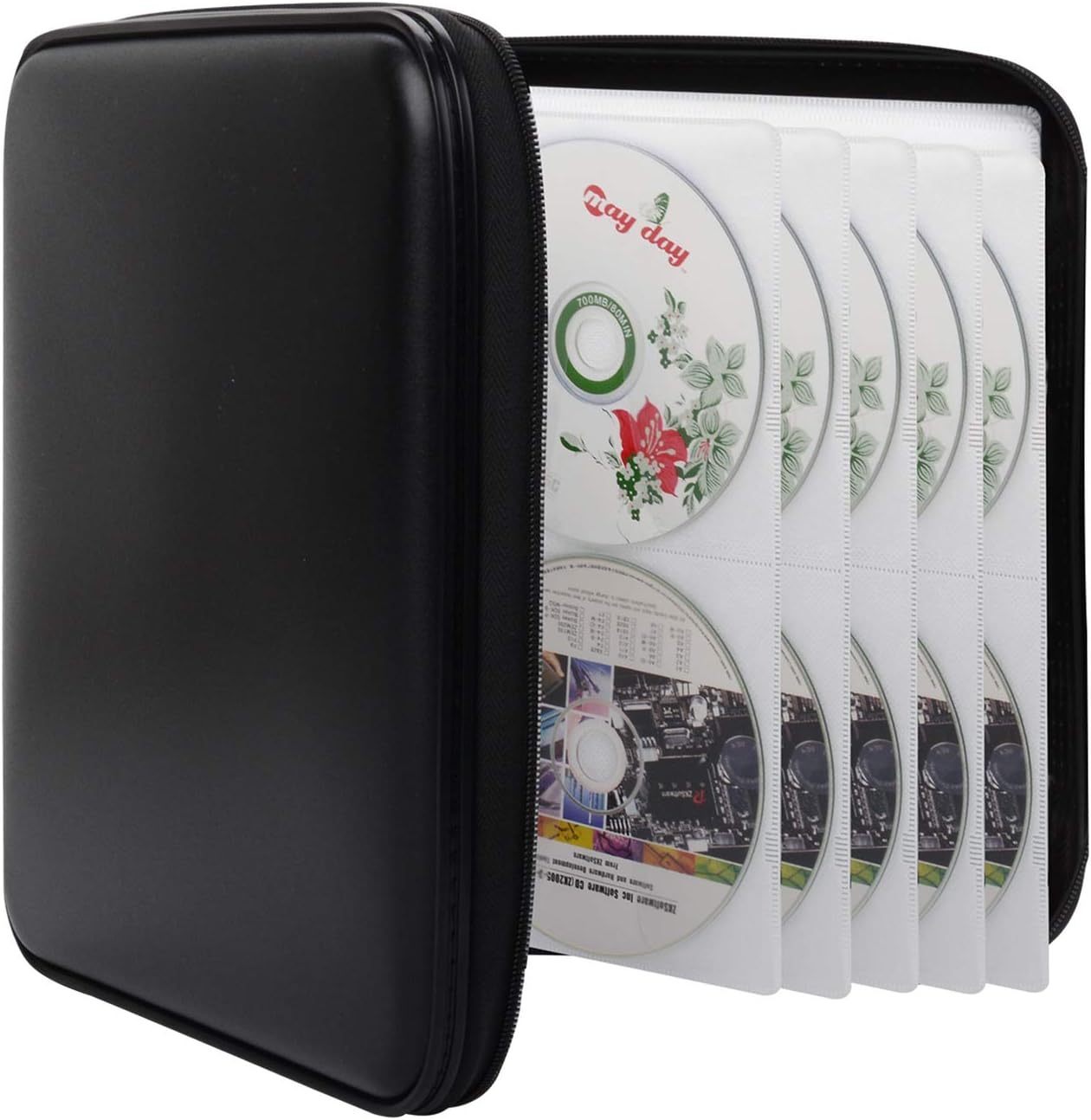 DVD Storage CD Case Holder:DVD Binder Protective CD Book Portable DVD Organizer-CD Wallet 160 Disc Holder Hard Plastic Movie Case Black CD Portfolio Blu Ray Album CD Booklet for Car Home